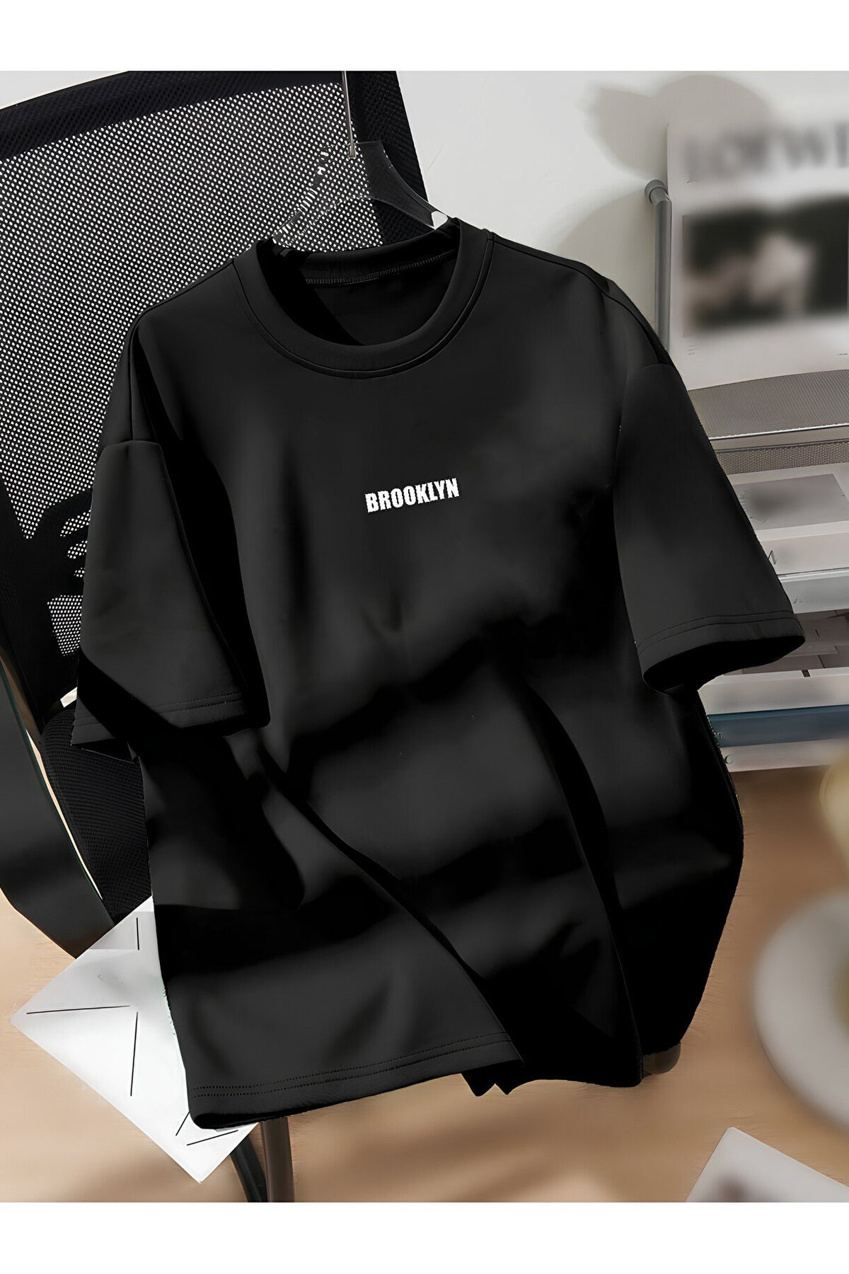 Unisex Brooklyn Baskılı Basic Bisiklet Yaka Regular T-shirt %100 Pamuk