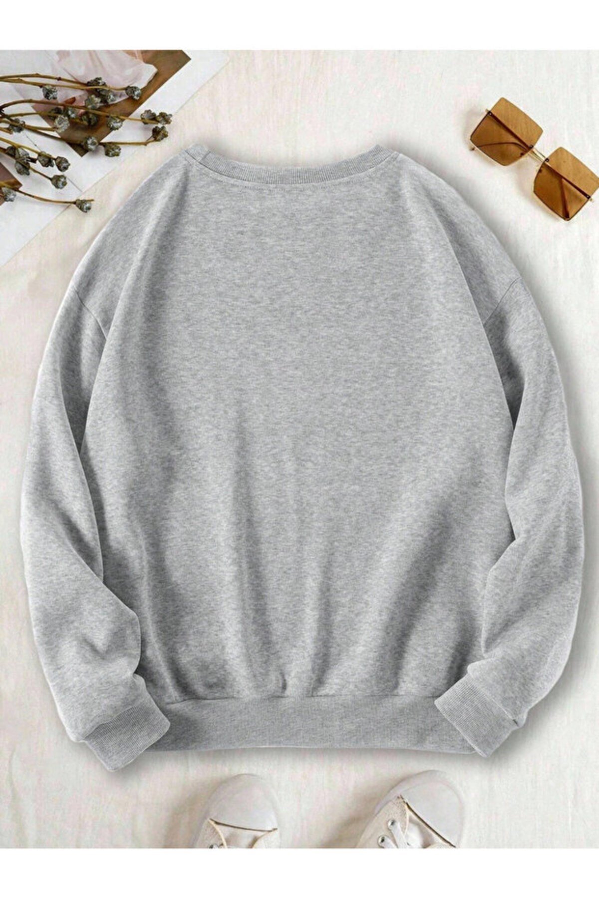 Unisex Cherries Baskılı Sıfır Yaka Regular Sweatshirt %100 Pamuk