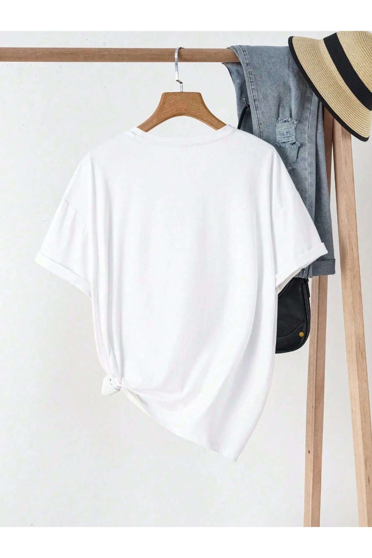 Unisex Just Breathe Baskılı Basic Bisiklet Yaka Regular T-shirt %100 Pamuk