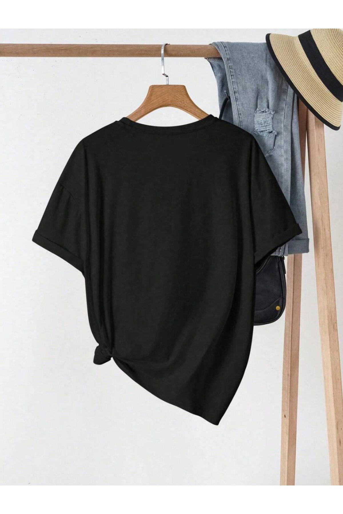 Unisex Just Breathe Baskılı Basic Bisiklet Yaka Regular T-shirt %100 Pamuk