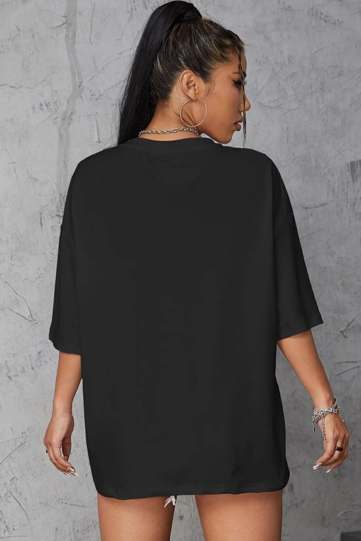 Unisex Kalp Baskılı Basic Bisiklet Yaka Regular T-shirt %100 Pamuk