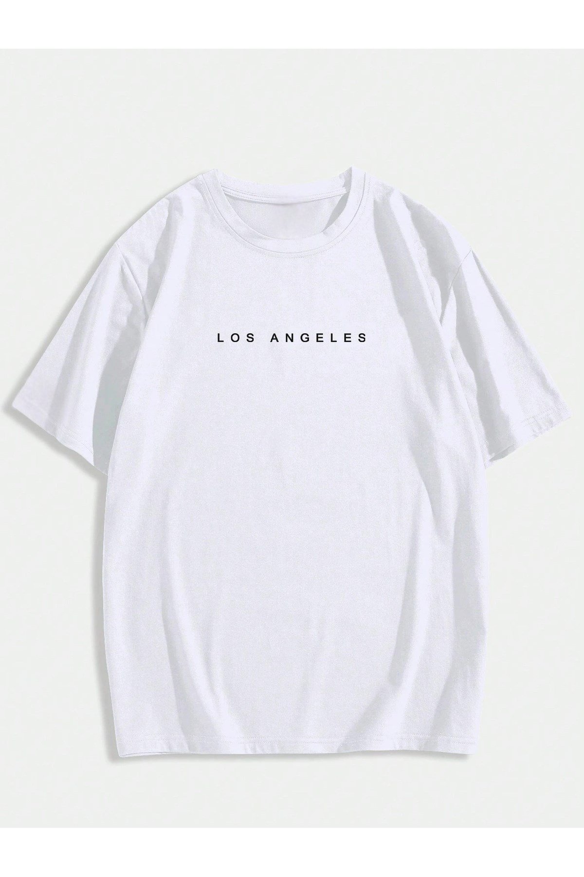 Unisex Los Angeles Baskılı Basic Bisiklet Yaka Regular T-shirt %100 Pamuk