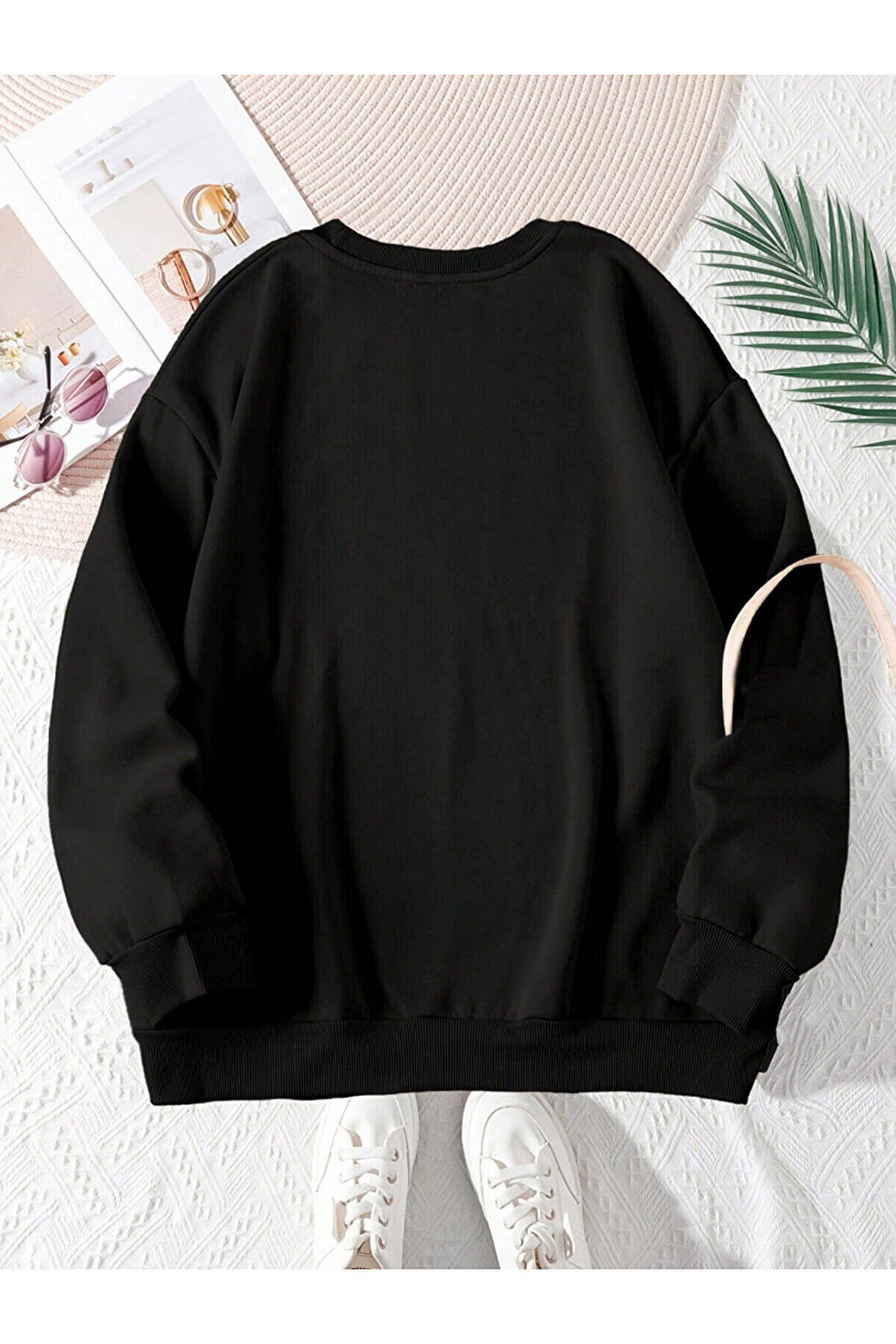 Unisex Los Angles Baskılı Sıfır Yaka Regular Sweatshirt %100 Pamuk