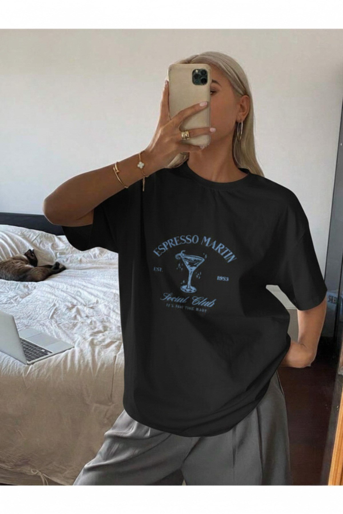 Unisex Özel Tasarım Detay Baskılı Basic Bisiklet Yaka Regular T-shirt %100 Pamuk