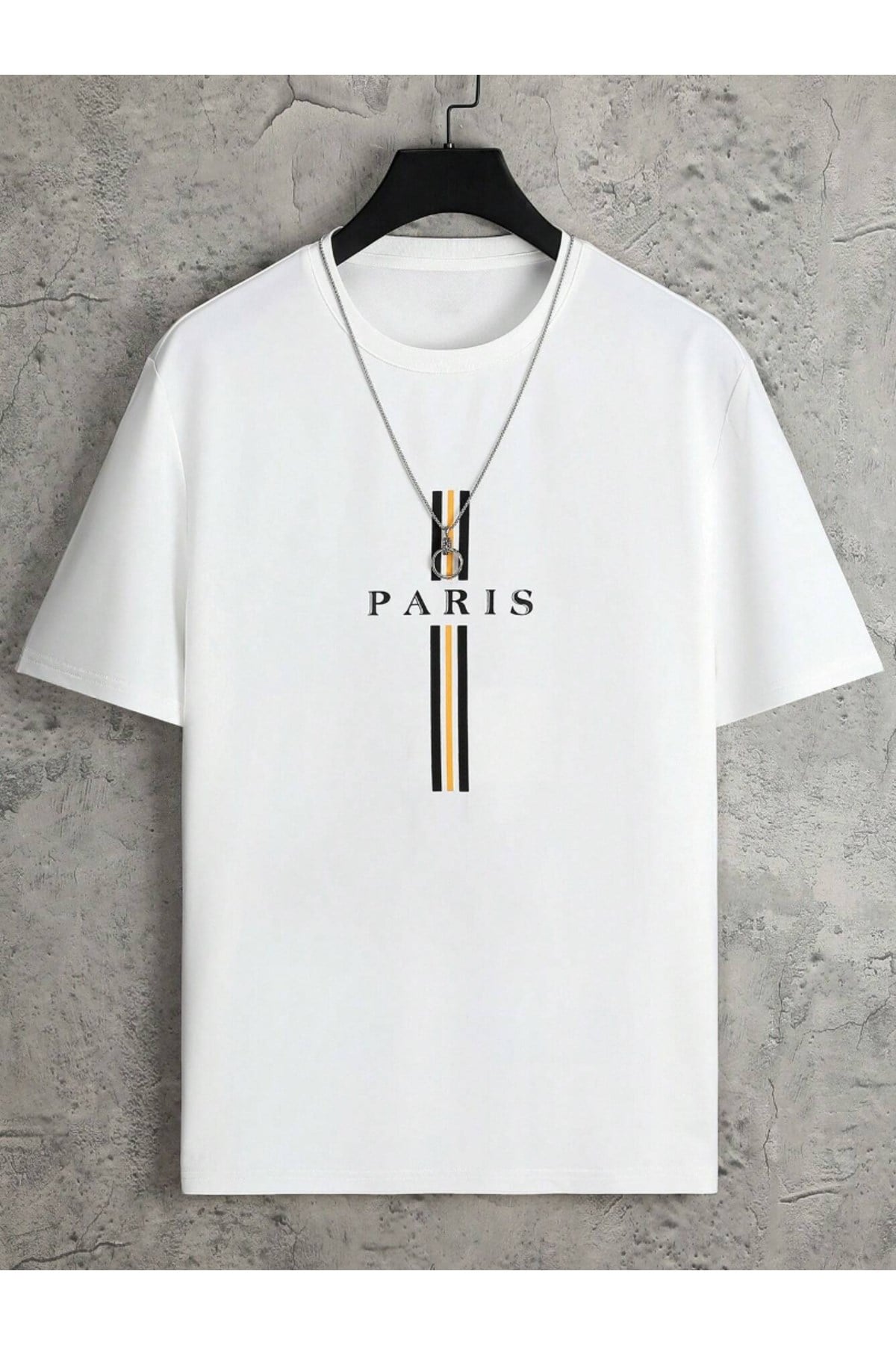 Unisex Paris Dik Özel Tasarımlı Basic Bisiklet Yaka Regular T-shirt %100 Pamuk