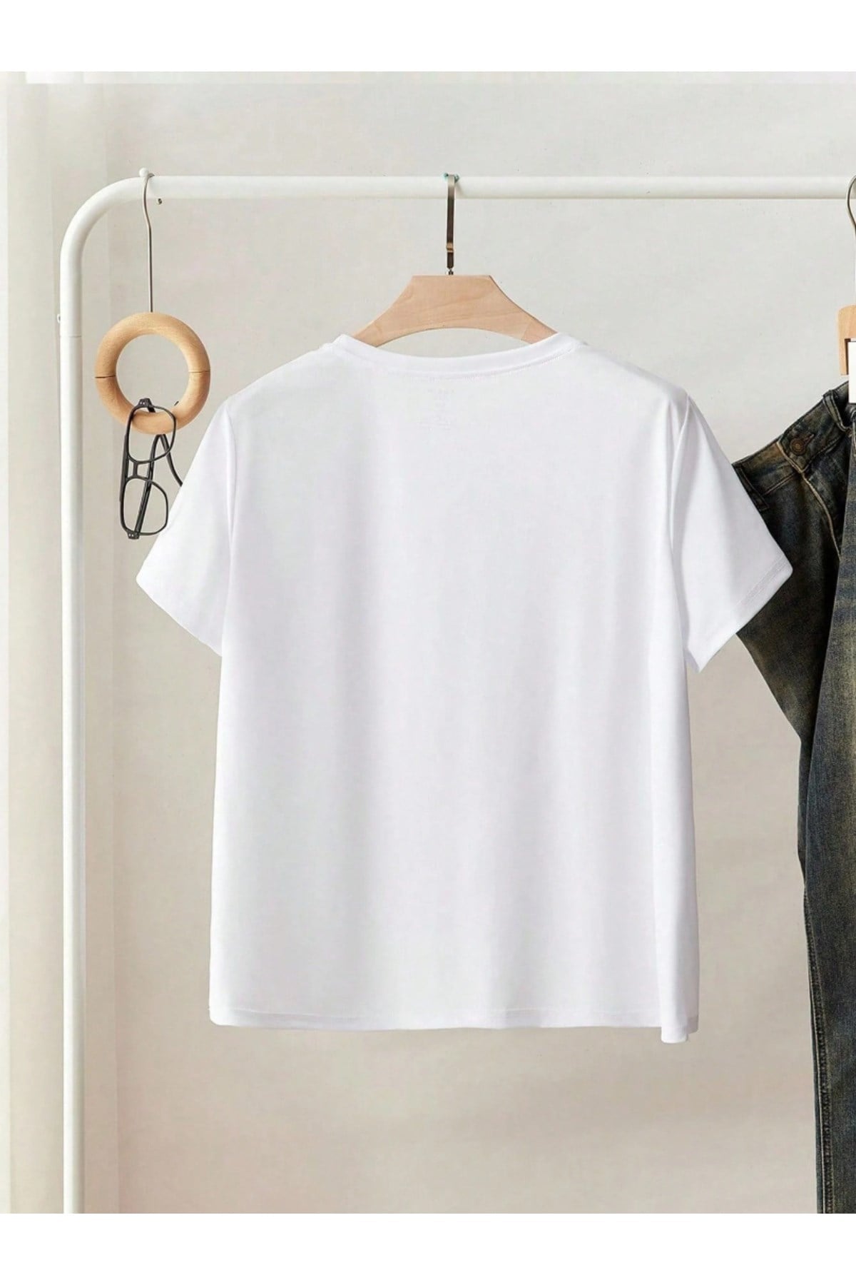Unisex Sevimli Kalp Tasarımlı Basic Bisiklet Yaka Regular T-shirt %100 Pamuk