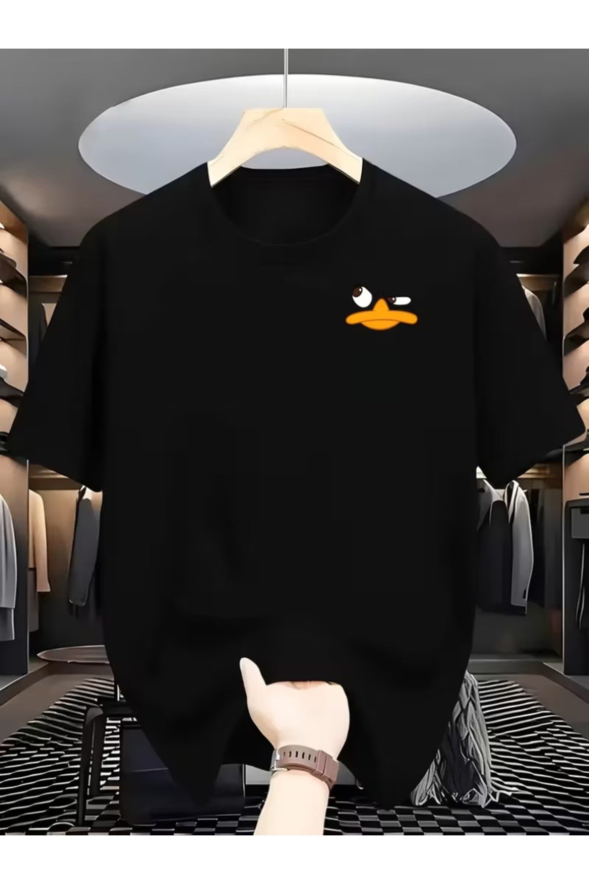 Unisex Sevimli Özel Karakter Yüz Tasarım Basic Bisiklet Yaka Regular T-shirt %100 Pamuk