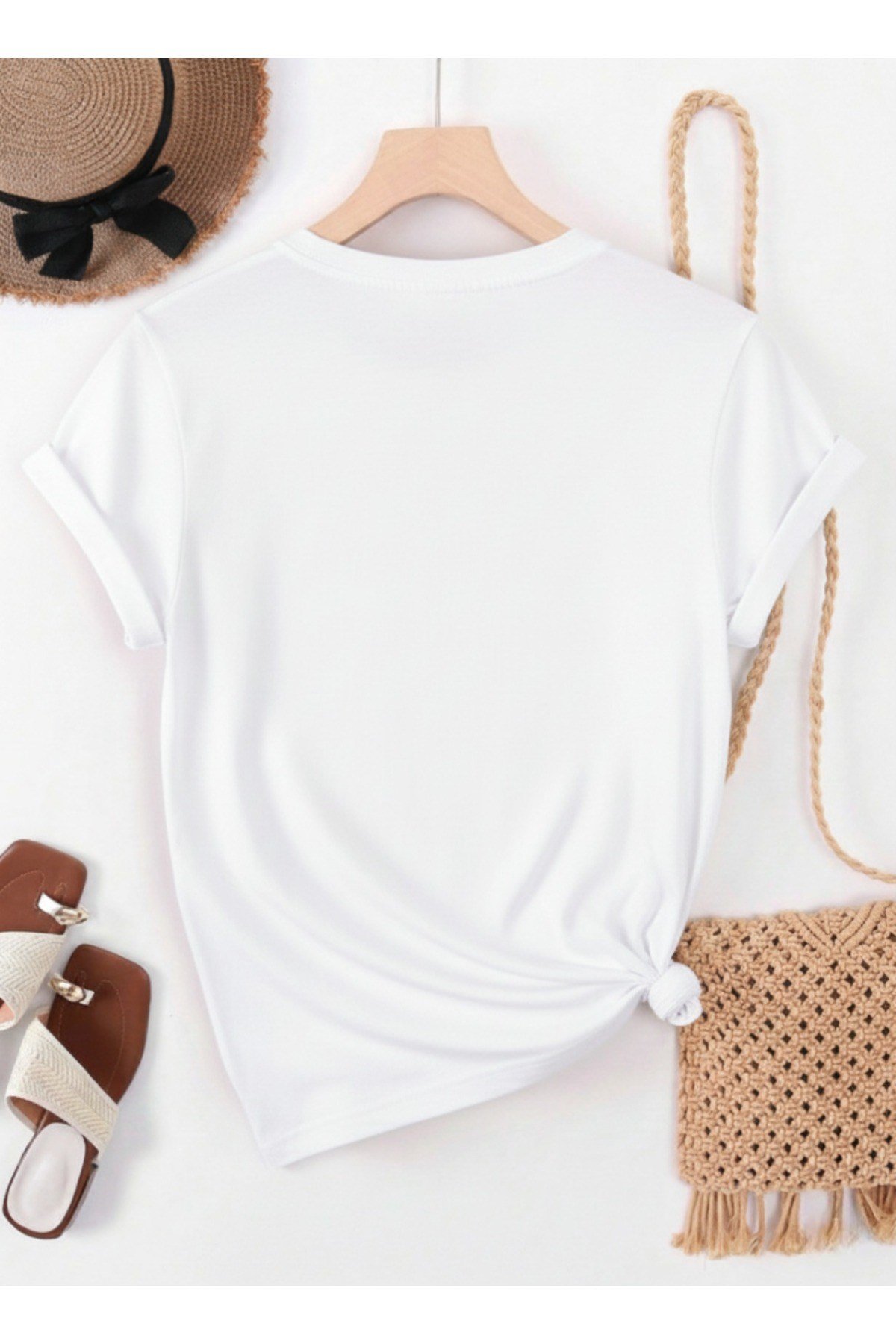 Unisex Sevimli Panda Baskılı Basic Bisiklet Yaka Regular T-shirt %100 Pamuk