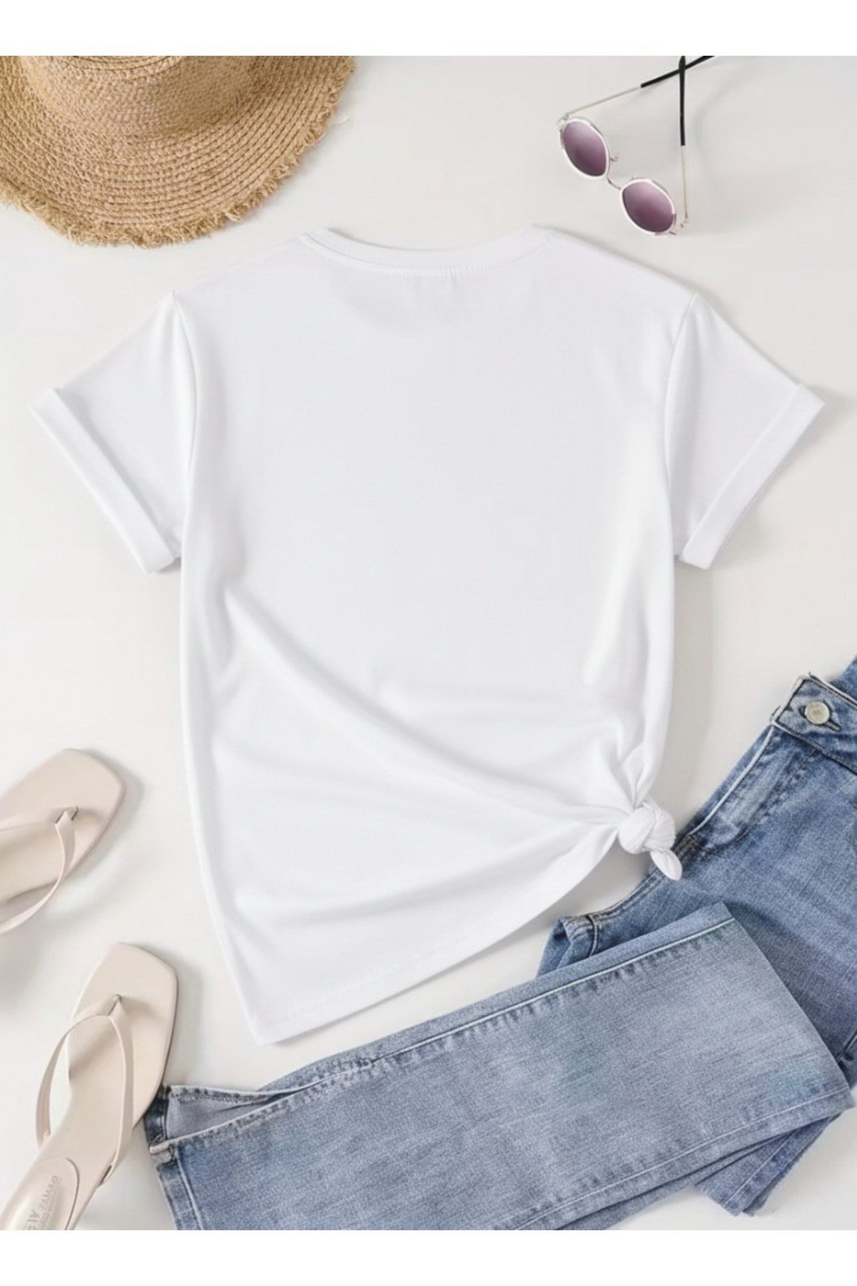 Unisex Sevimli Pandalar Cep Tasarım Basic Regular T-shirt