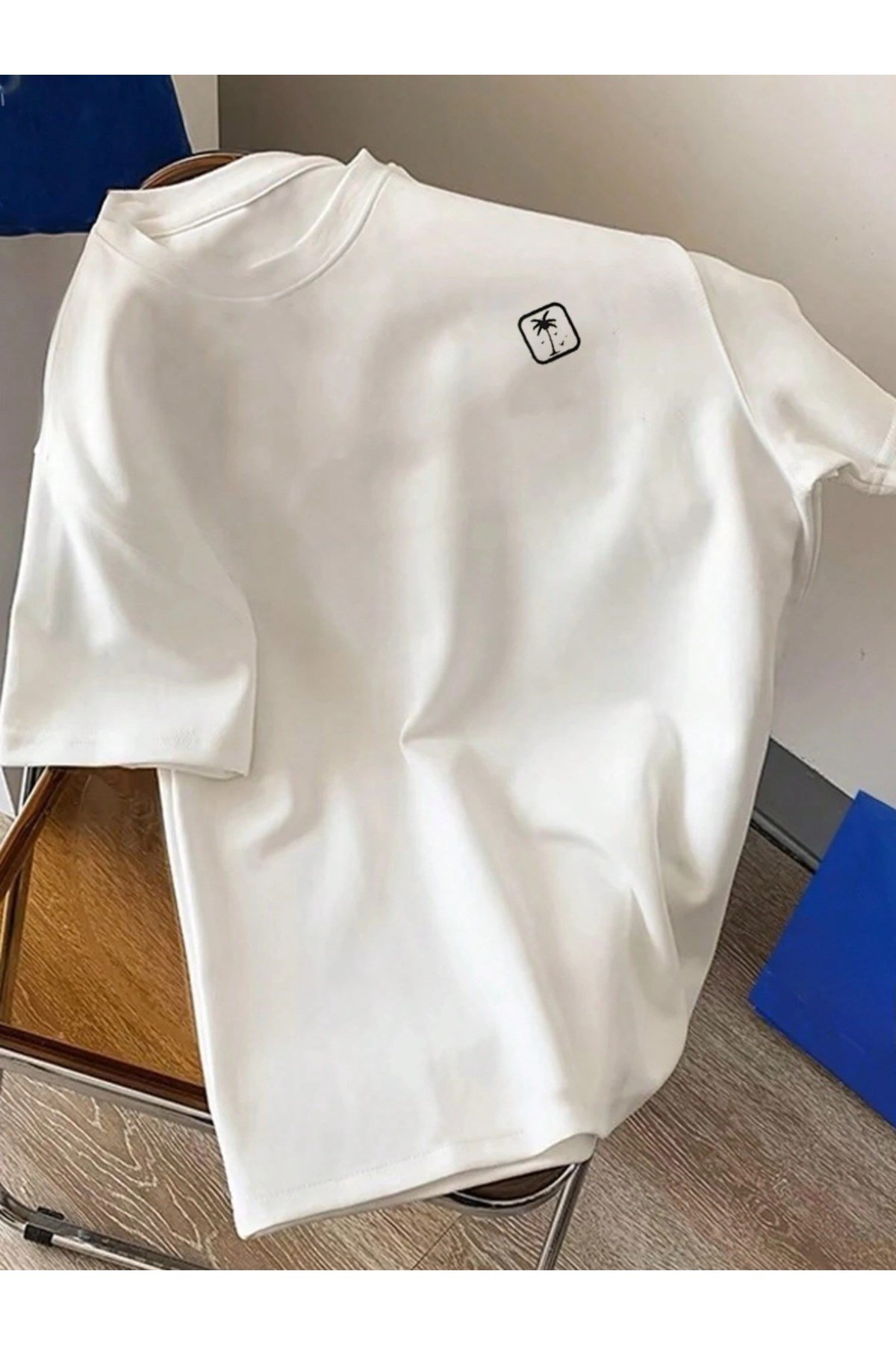 Unisex Yaz Mektup Tasarımlı Basic Bisiklet Yaka Regular T-shirt %100 Pamuk