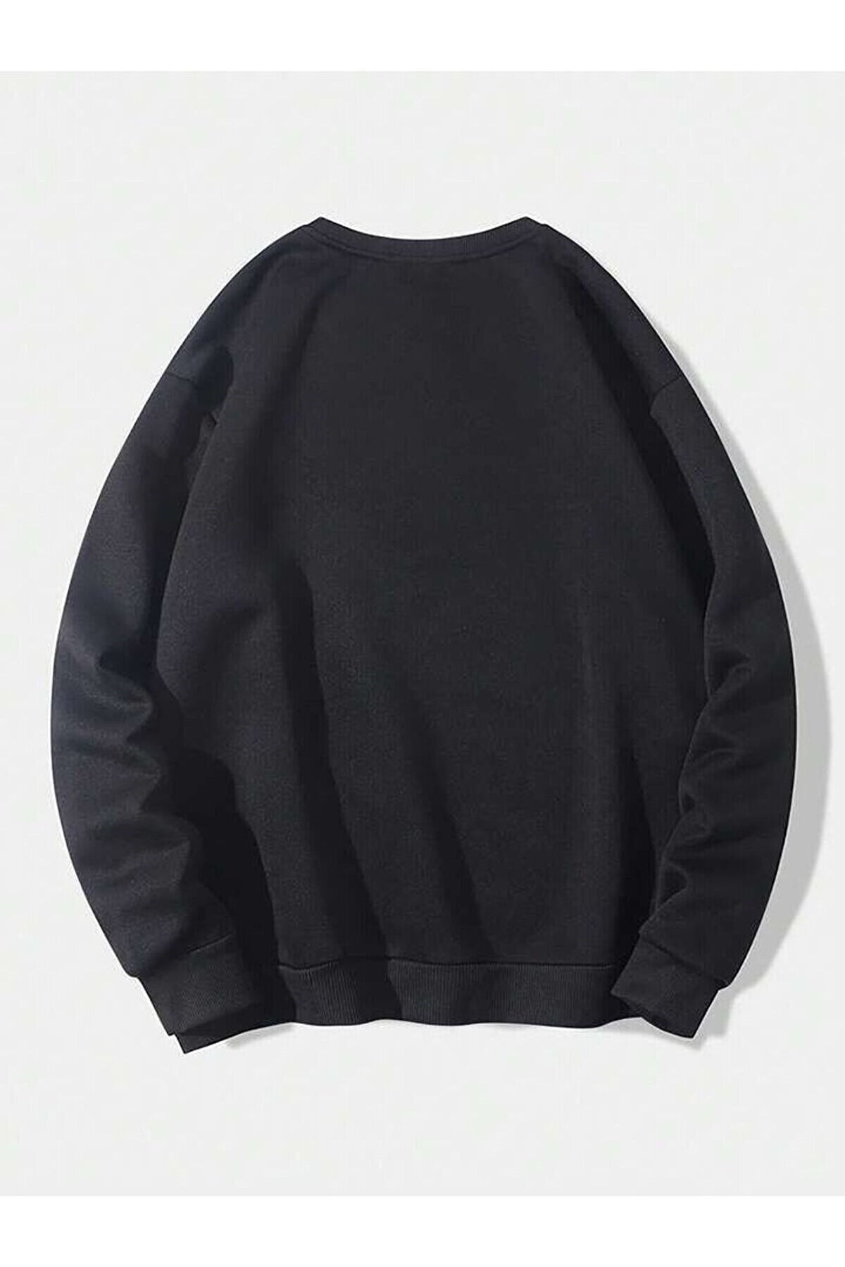 Unisex Yılbaşı Geyikli Noel Kurdele Özel Tasarım Sıfır Yaka Regular Noel Sweatshirt %100 Pamuk