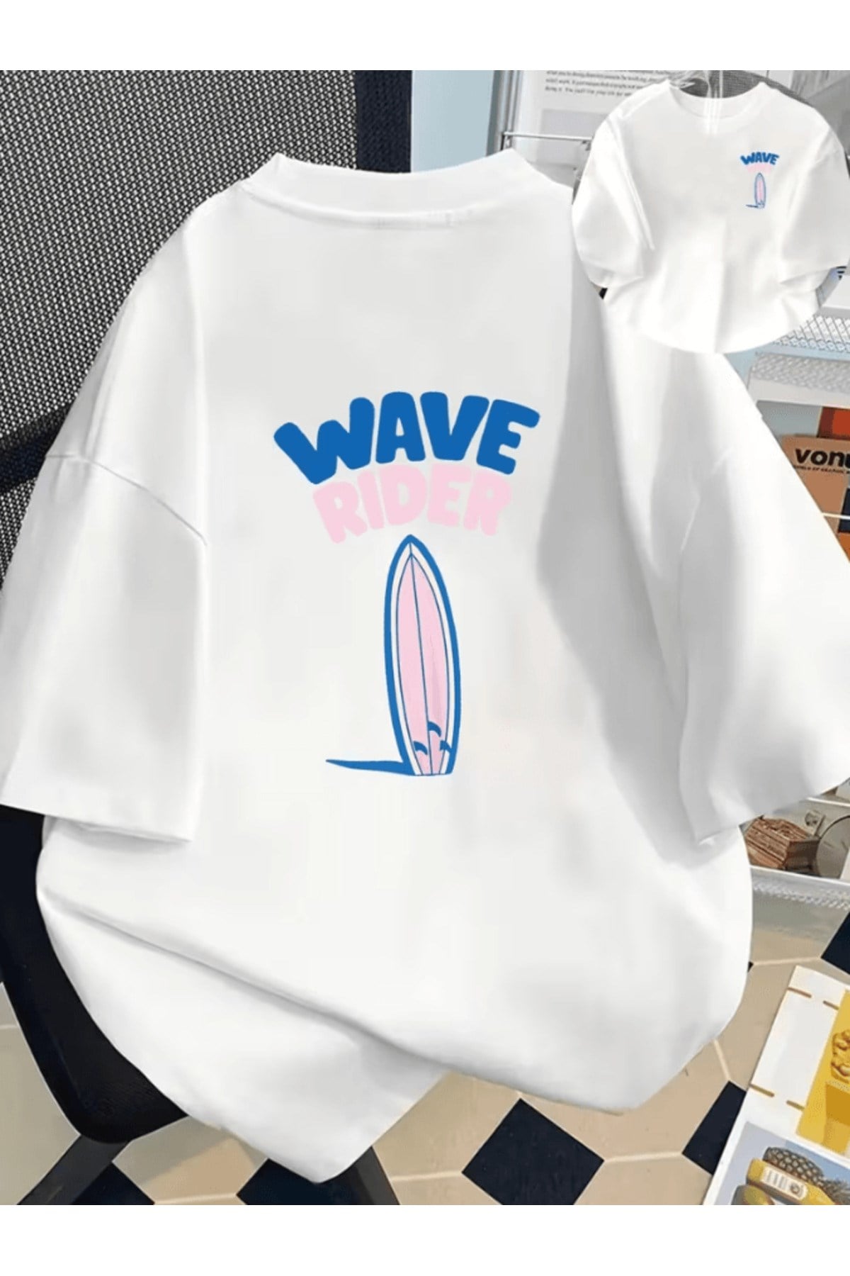 Wave Rider Baskılı Premium Oversize T-shirt