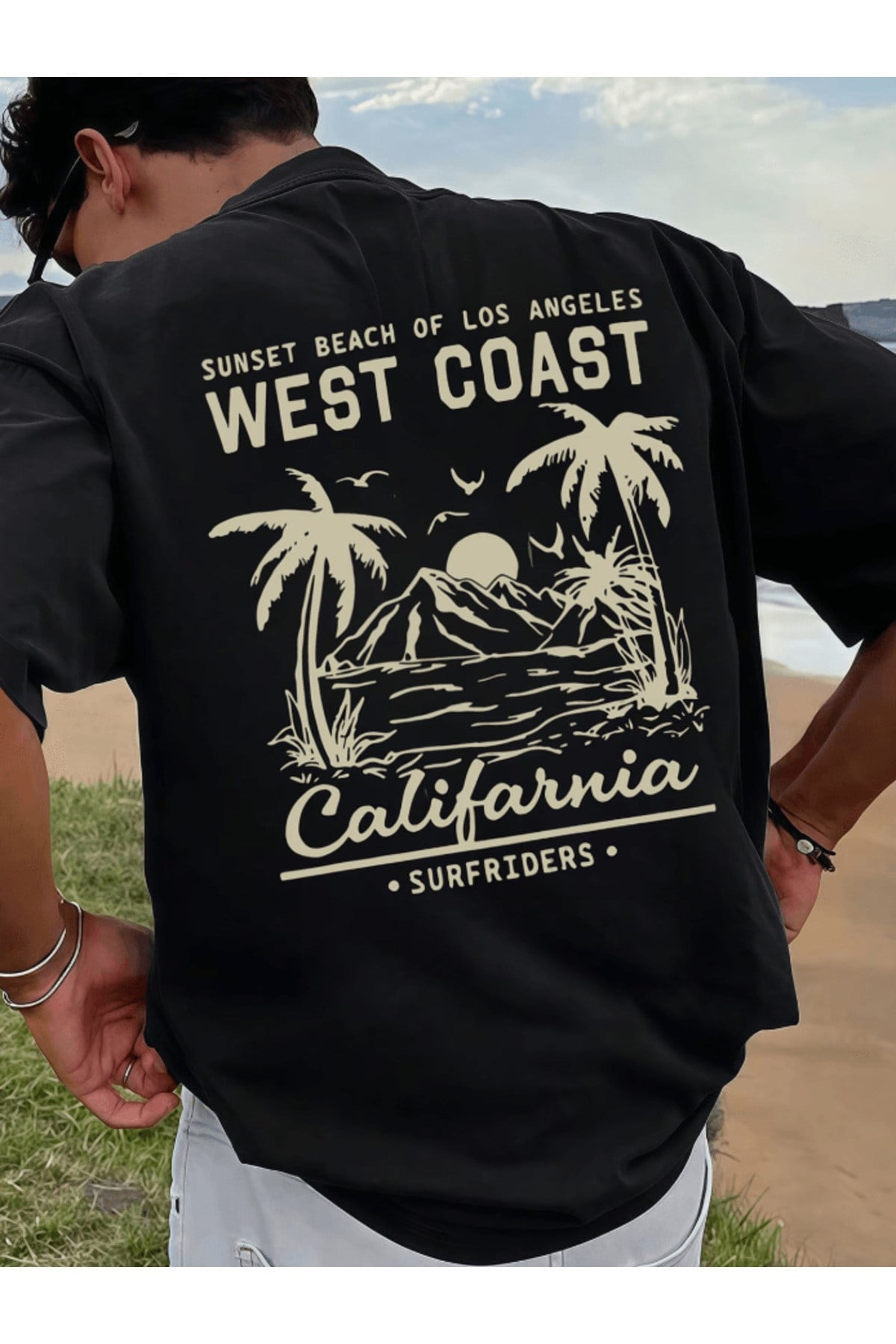 West Coast California Baskılı Premium Oversize T-shirt