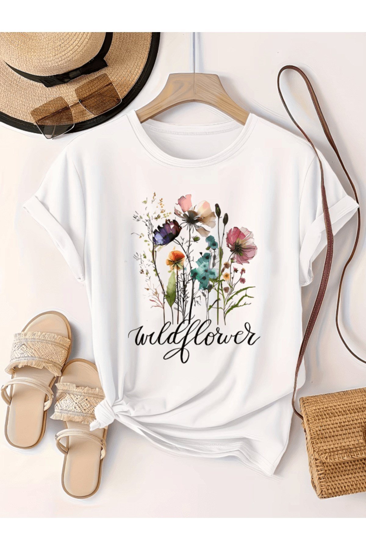 Wild Flower Baskılı Premium Oversize T-shirt