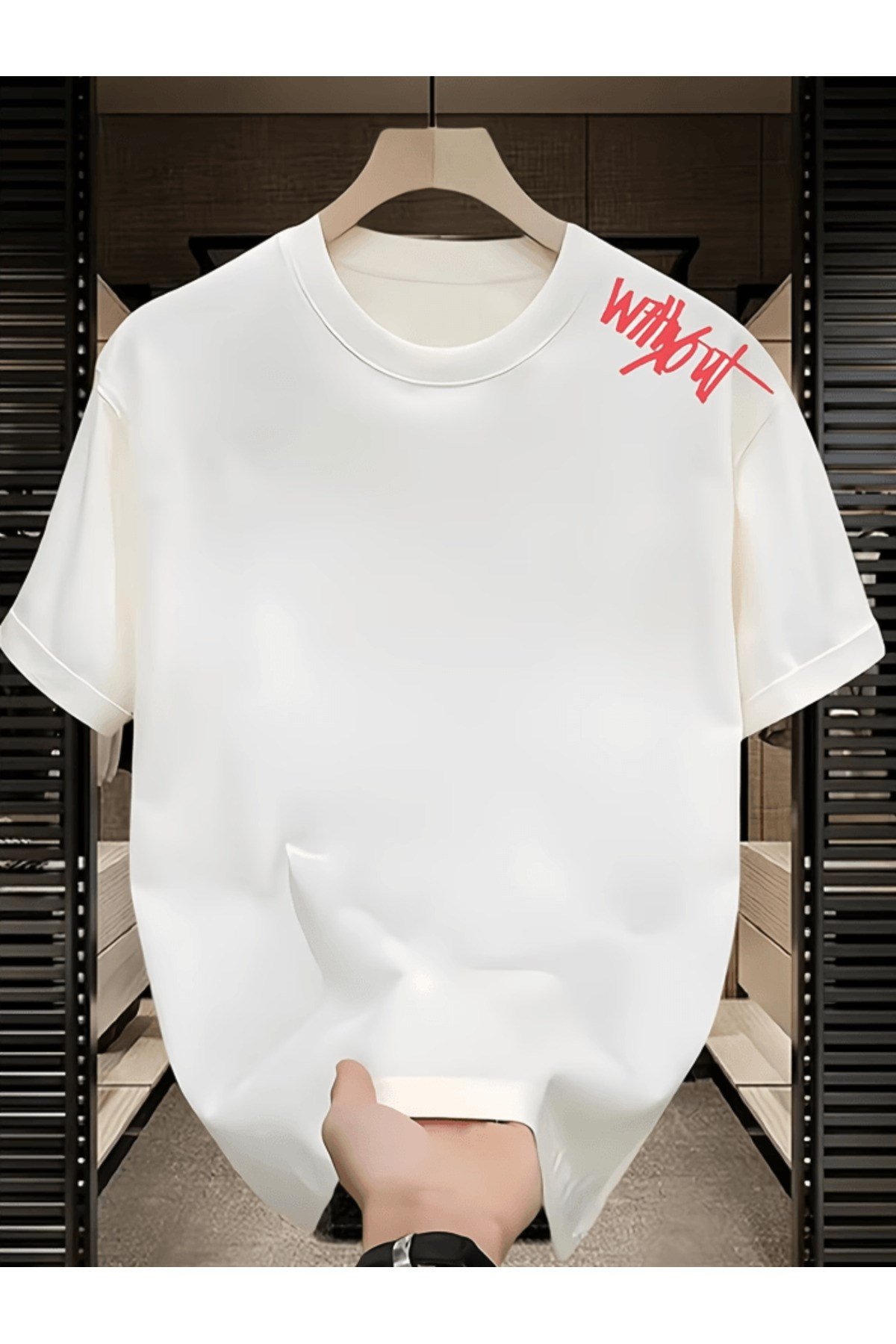 Without Baskılı Premium Oversize T-shirt