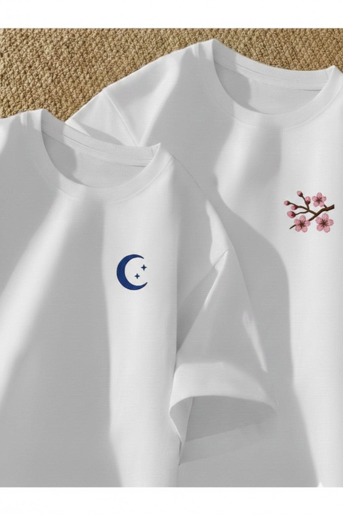 {yarım ay ve çiçek} Baskılı Premium Oversize T-shirt