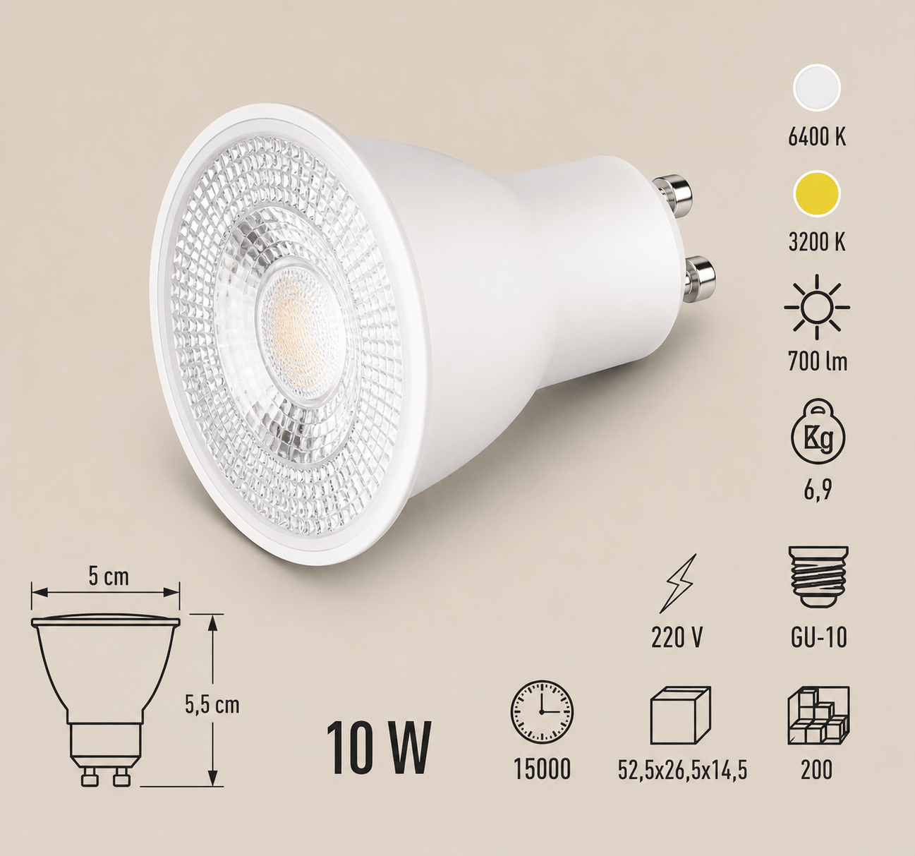 Cata CT-4212 Çanak LED Ampul 10W GU10