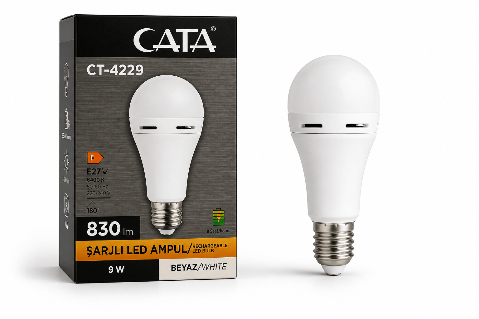 Cata CT-4229 Şarjlı LED Ampul 9W E27