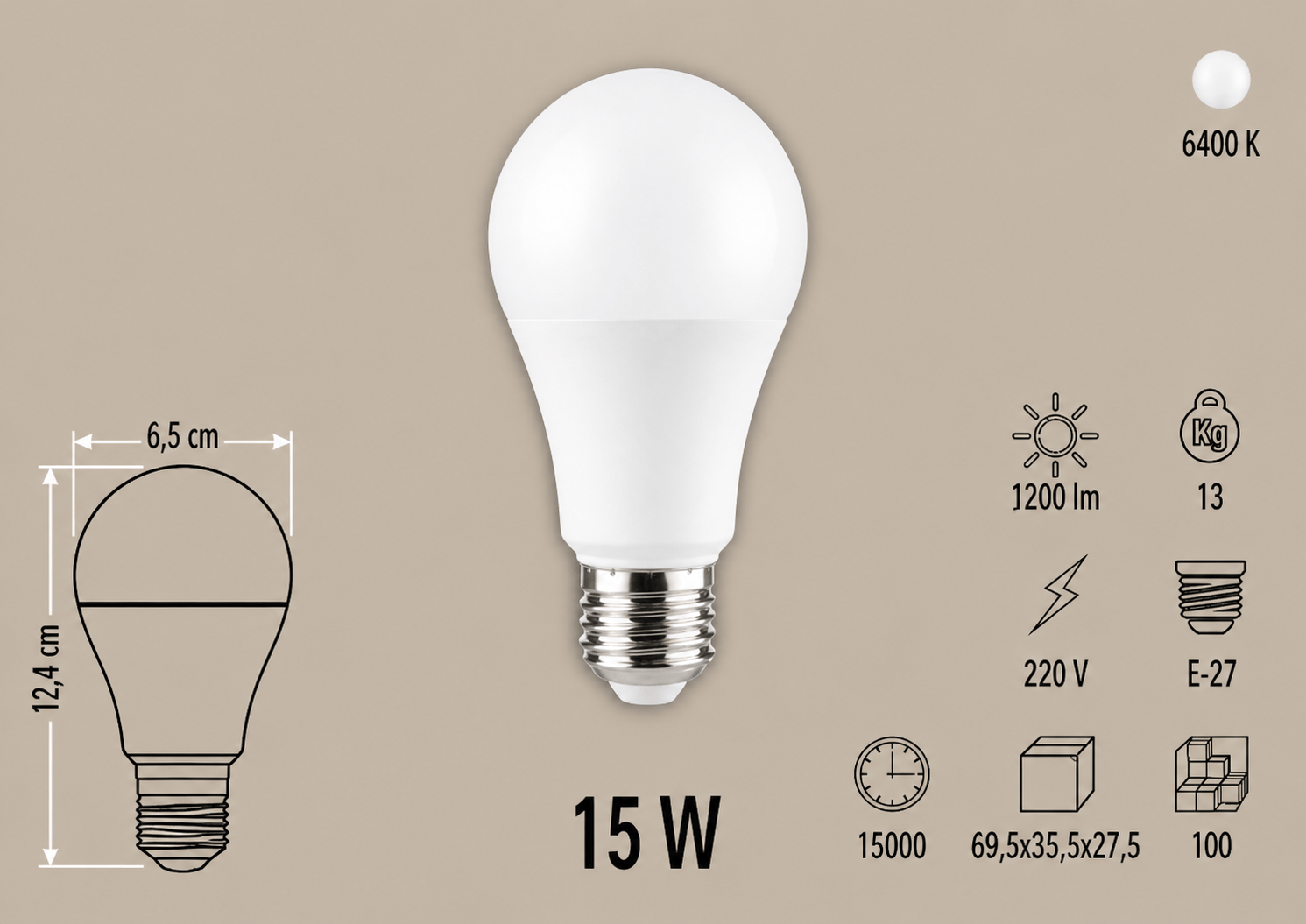 Cata CT-4259 Sensörlü LED Ampul 15W E27