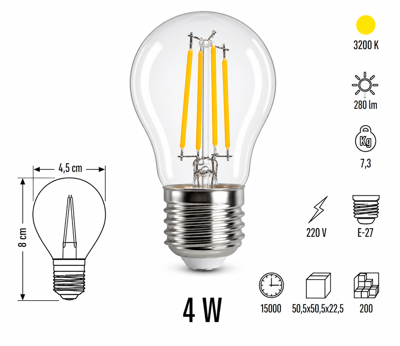 Cata CT-4288 LED Filament Ampul 4W E27 3200K
