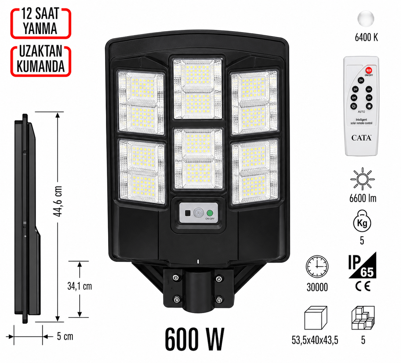 CATA CT-4643 Supernova Solar 600W 12 Saat Yanma Uzaktan Kumanda