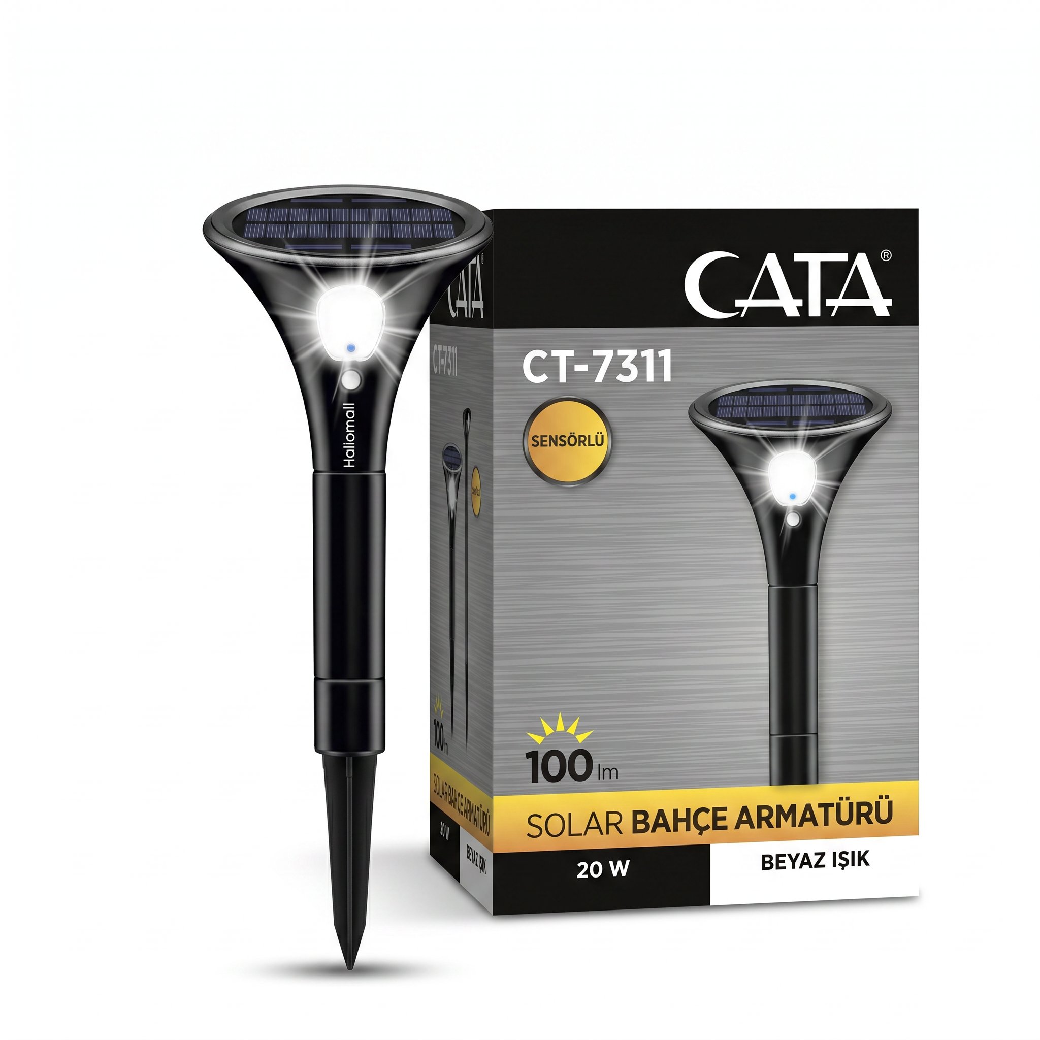 CATA CT-7311 Solar Bahçe Armatürü 7W Sensörlü Beyaz Işık