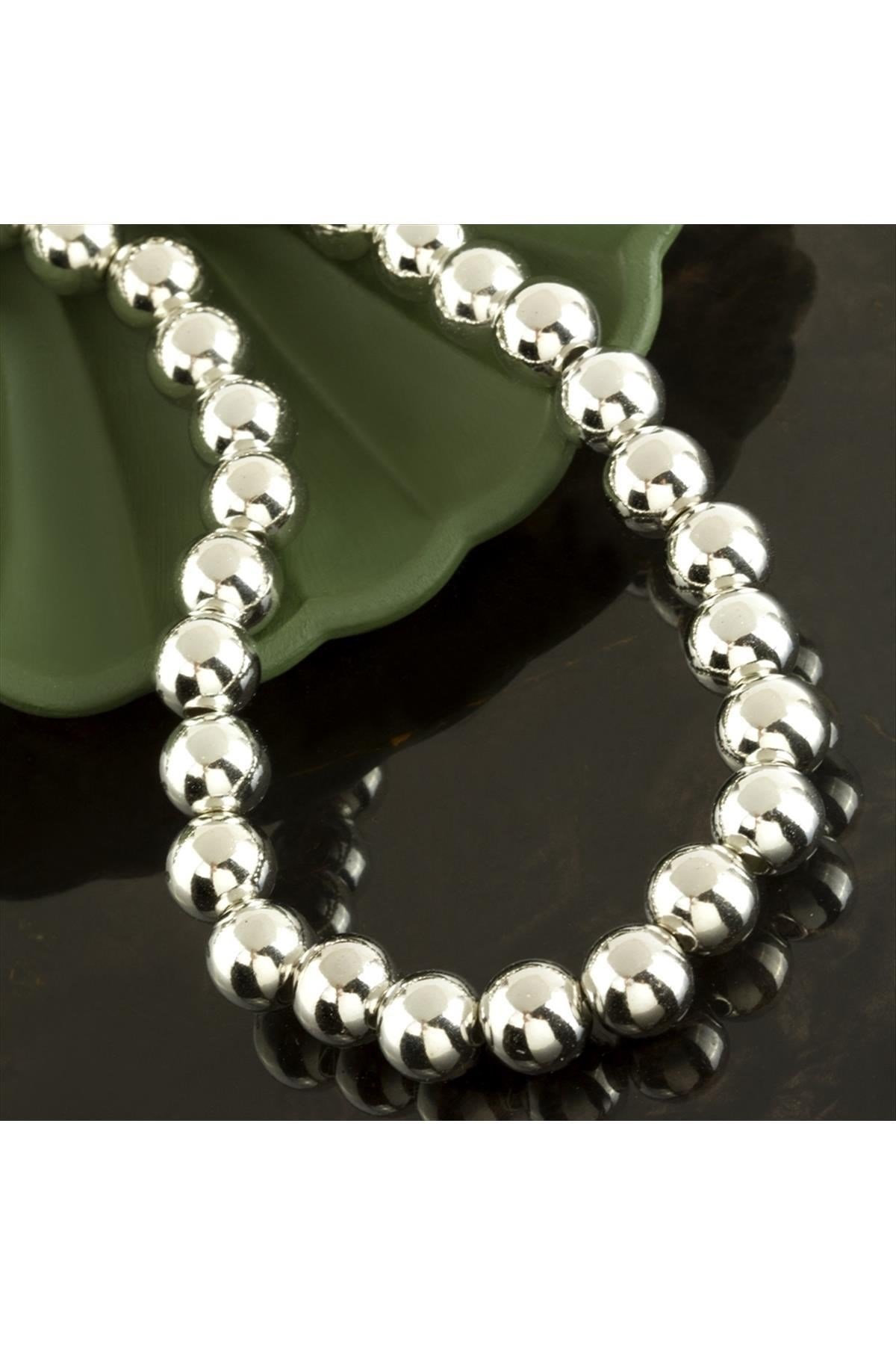10 mm Metal Görünümlü Boncuk Kolye