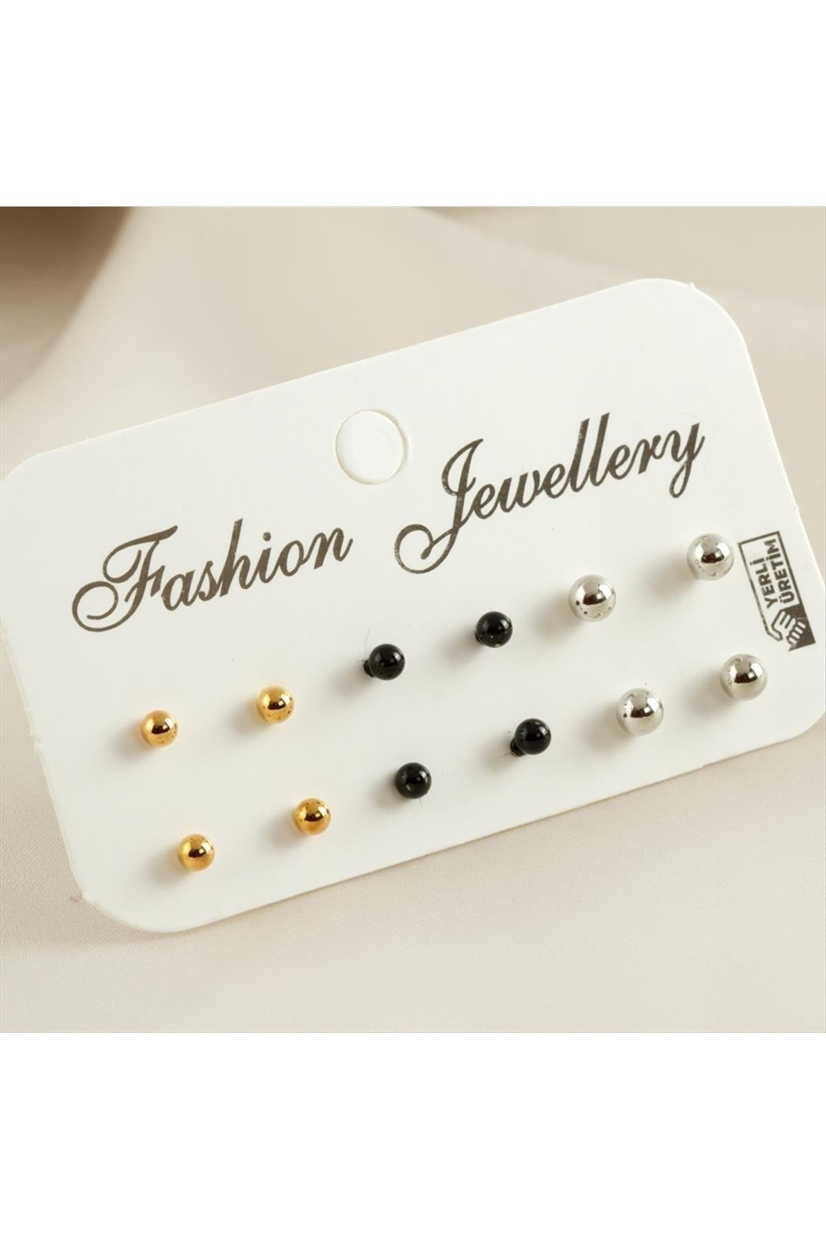 12 Adet Metal Top Küpe