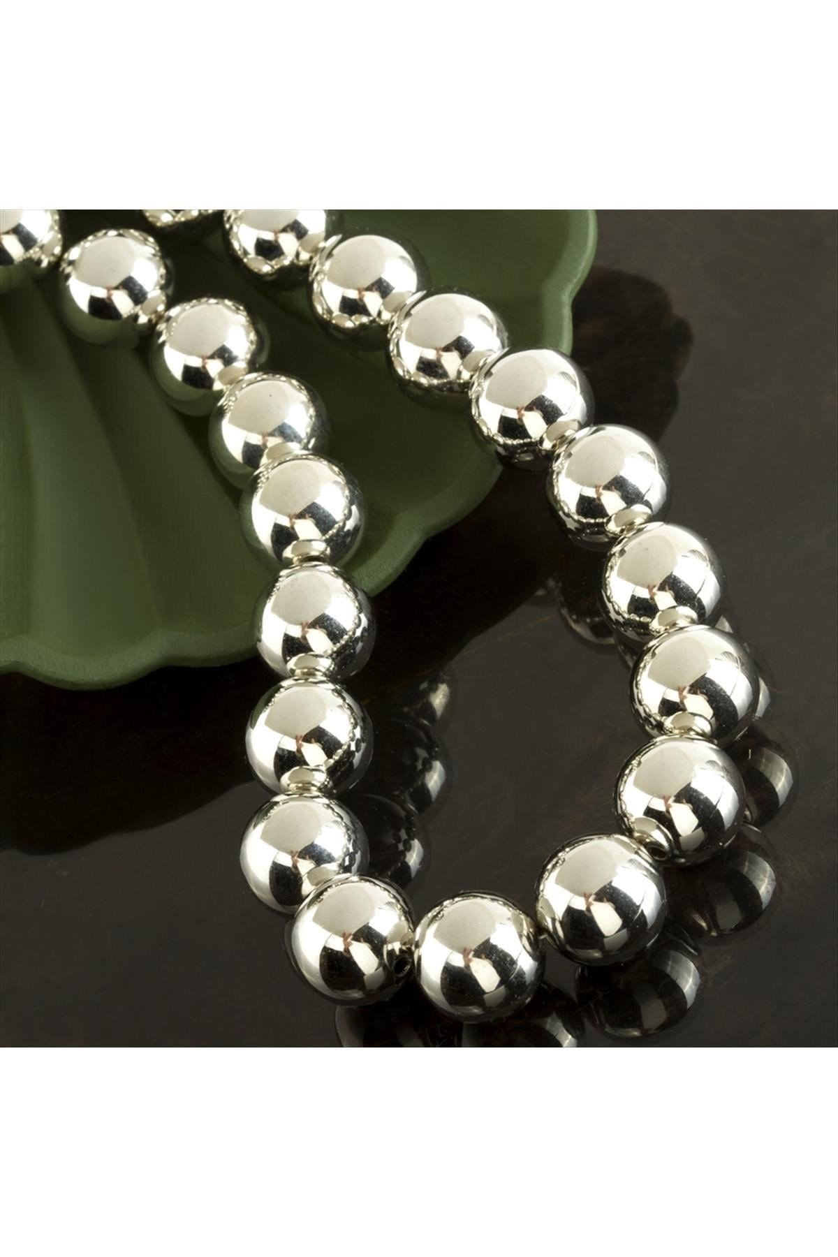 14 mm Metal Görünümlü Boncuk Kolye