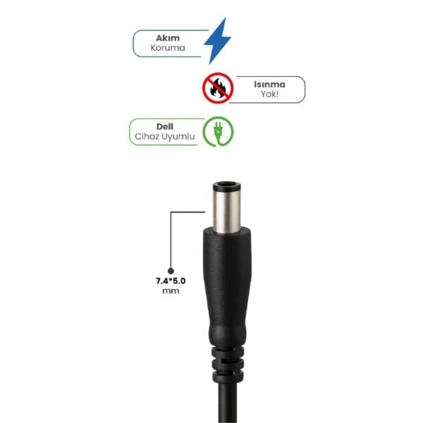 19.5V 4.62A 7.4 * 5.0mm 90W DELL İçin Laptop Adaptör