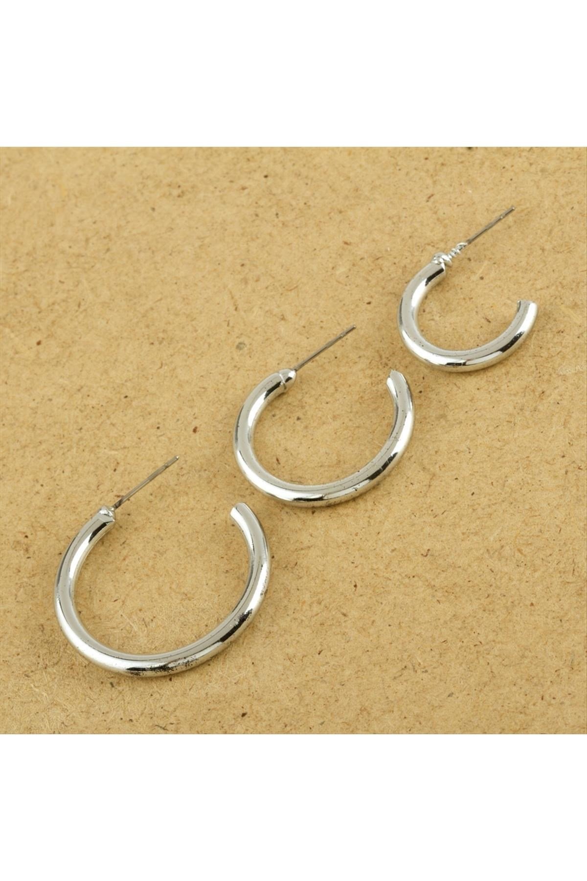 3 Adet Boru Yeni Sezon Kalın Halka Küpe 2-2,5-3 cm