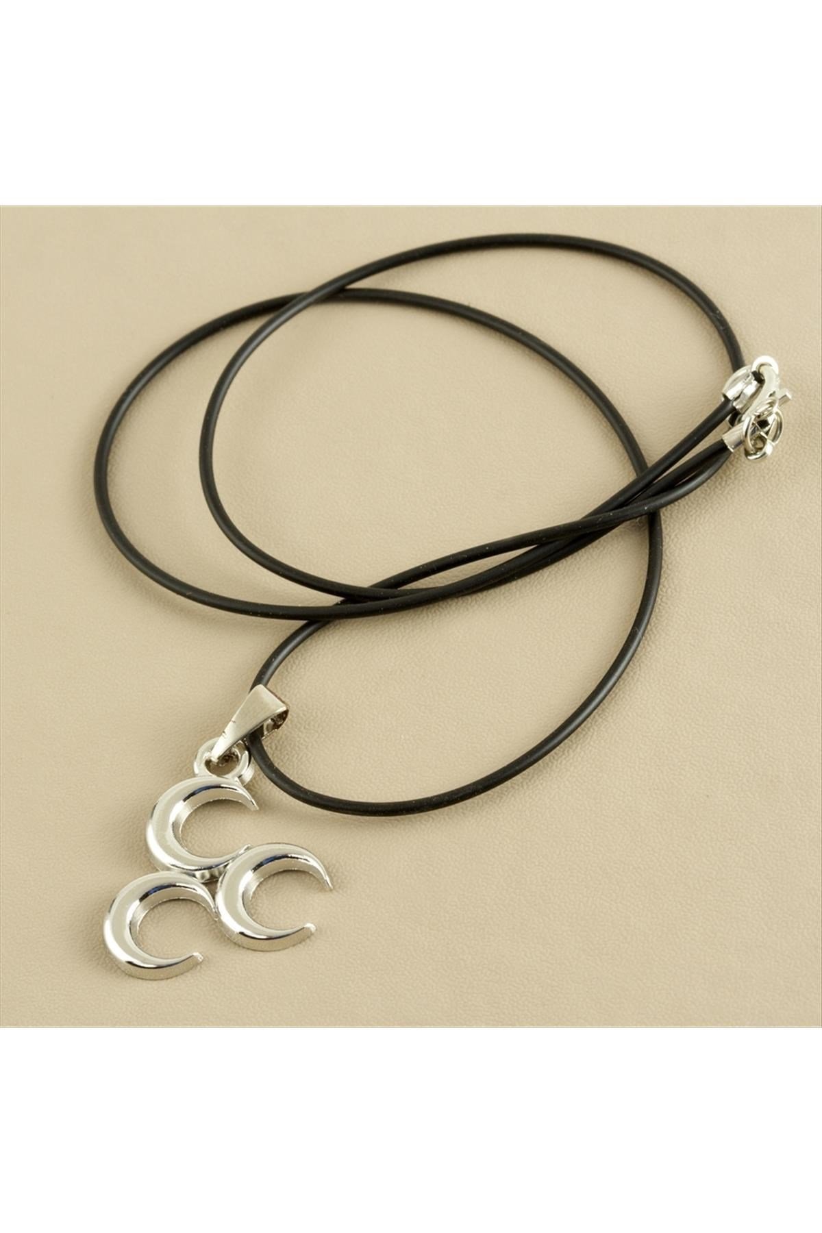 3 Hilal Metal Vinlex Deri Kolye