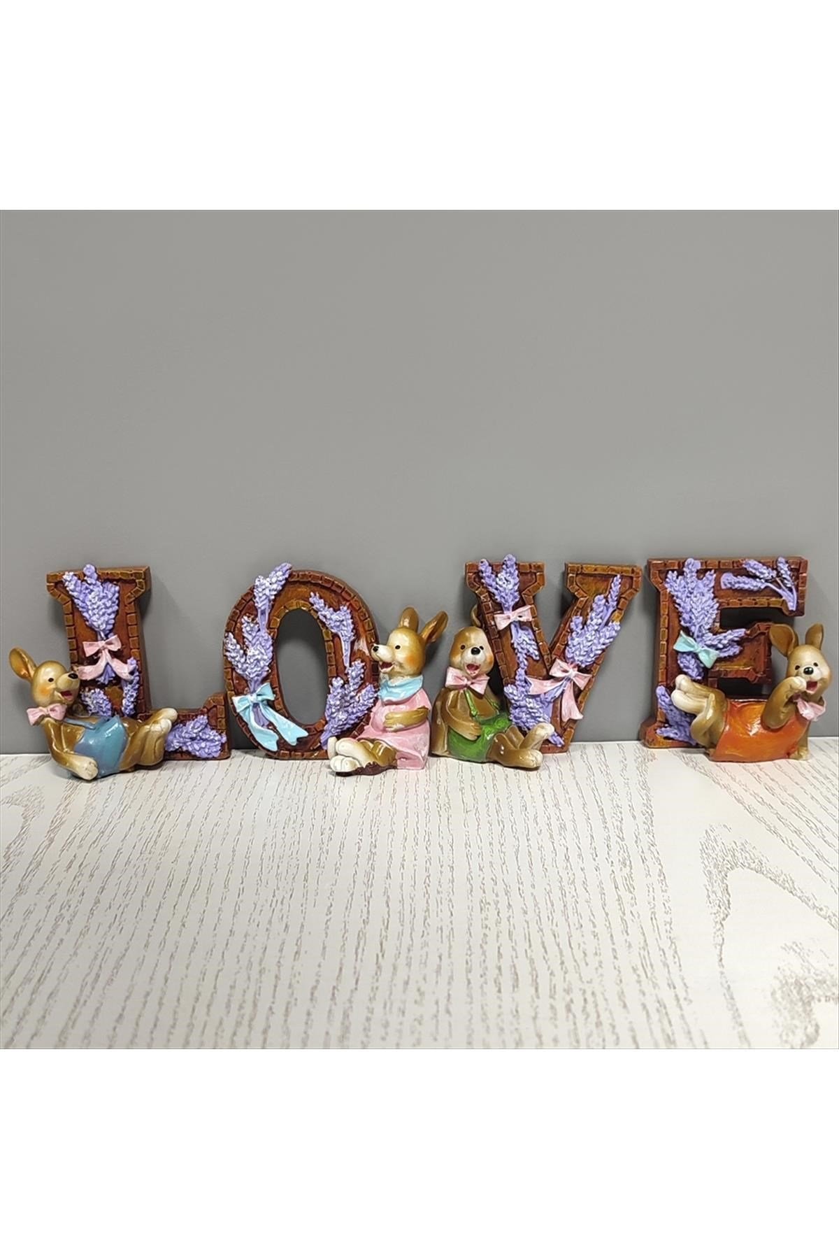 4'lü Tavşan Love Yazılı Biblo