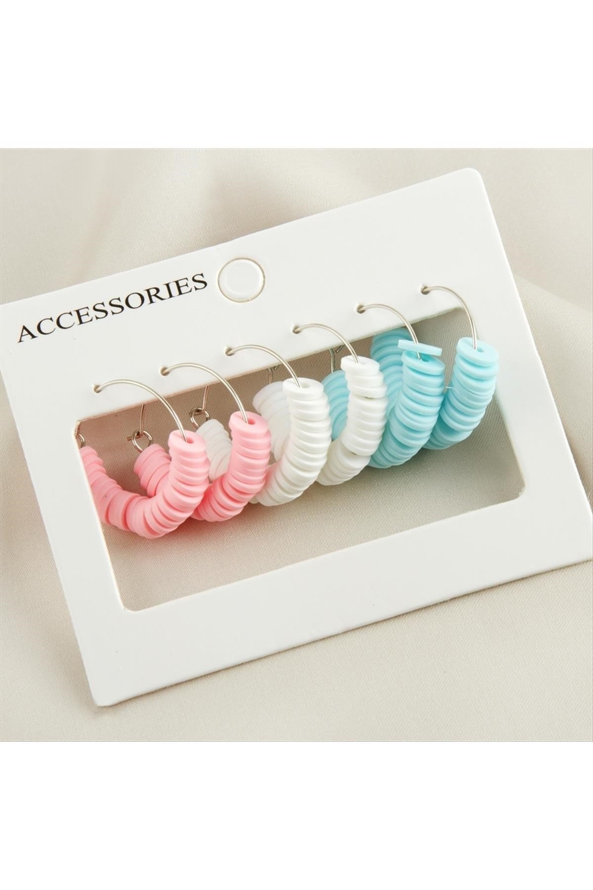 6 Adet Fimo Boncuk Halka Küpe 2 cm