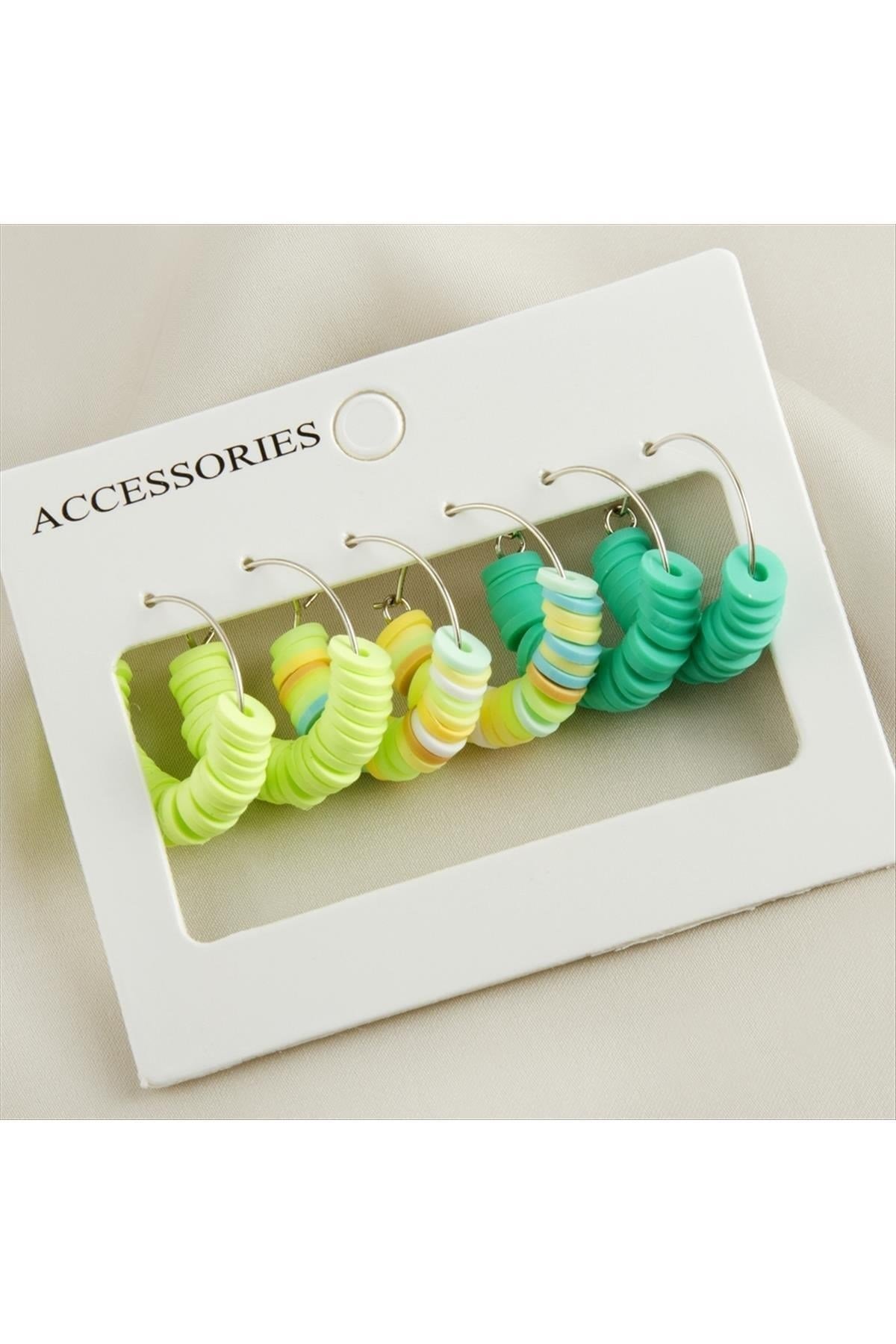 6 Adet Fimo Boncuk Halka Küpe 2 cm