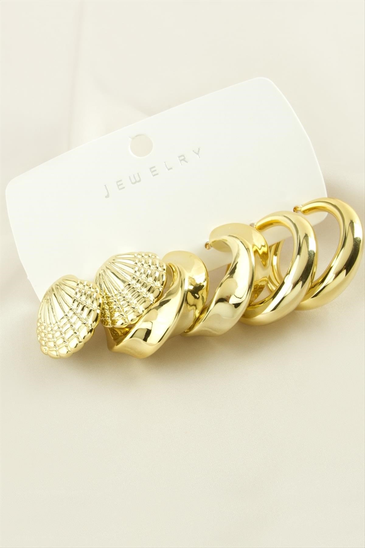 6 Adet İstiridye Trend Metal Küpe