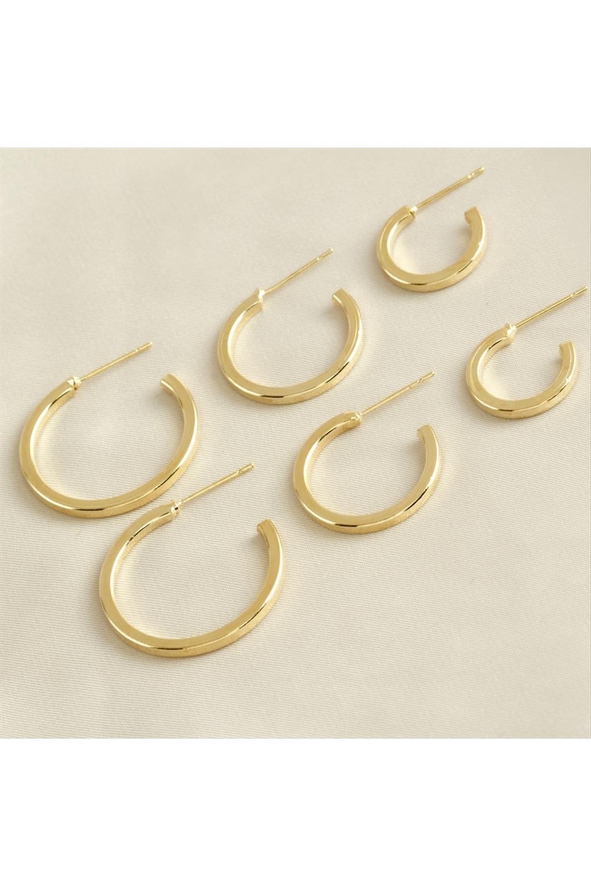 6 Adet Köşeli Halka Küpe (2,5-2-1,5 cm)