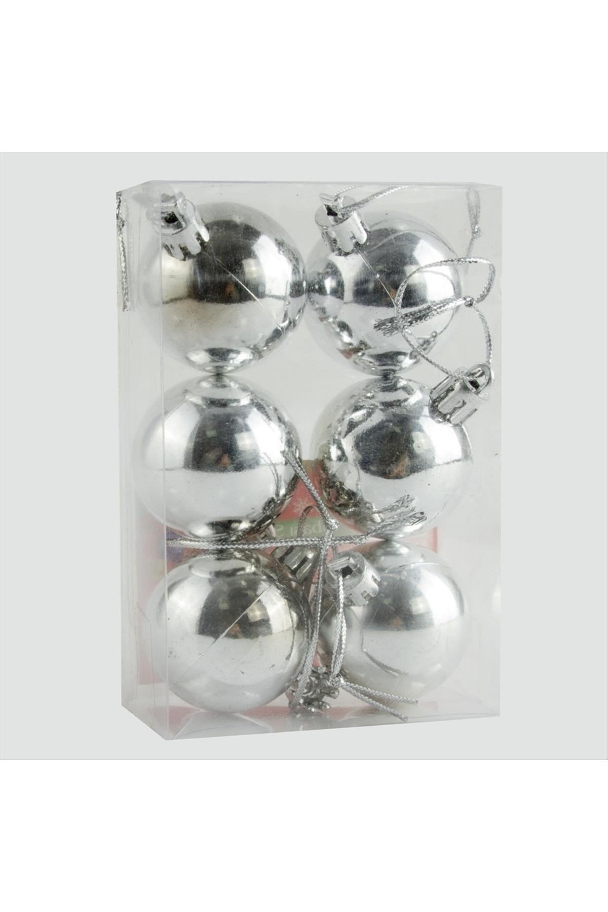6 Adet Küçük Cici Top Yılbaşı Ağaç Süsü 4 cm