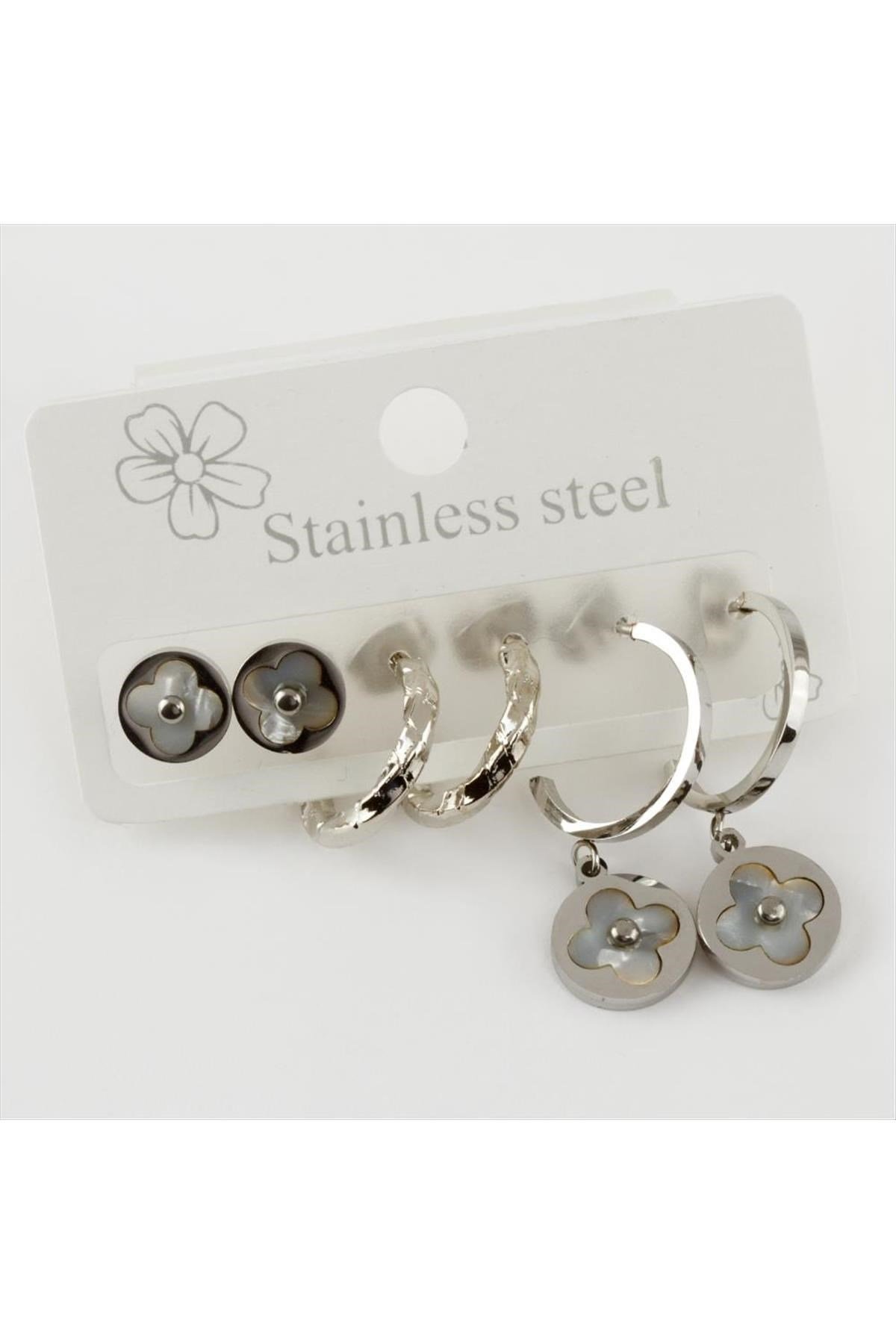 6 Adet Lüks Çelik Küpe