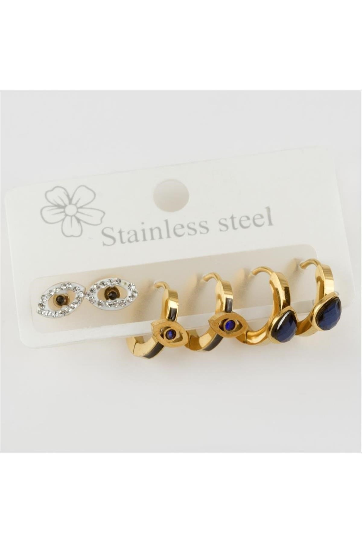 6 Adet Lüks Zirkon Taşlı Çelik Küpe