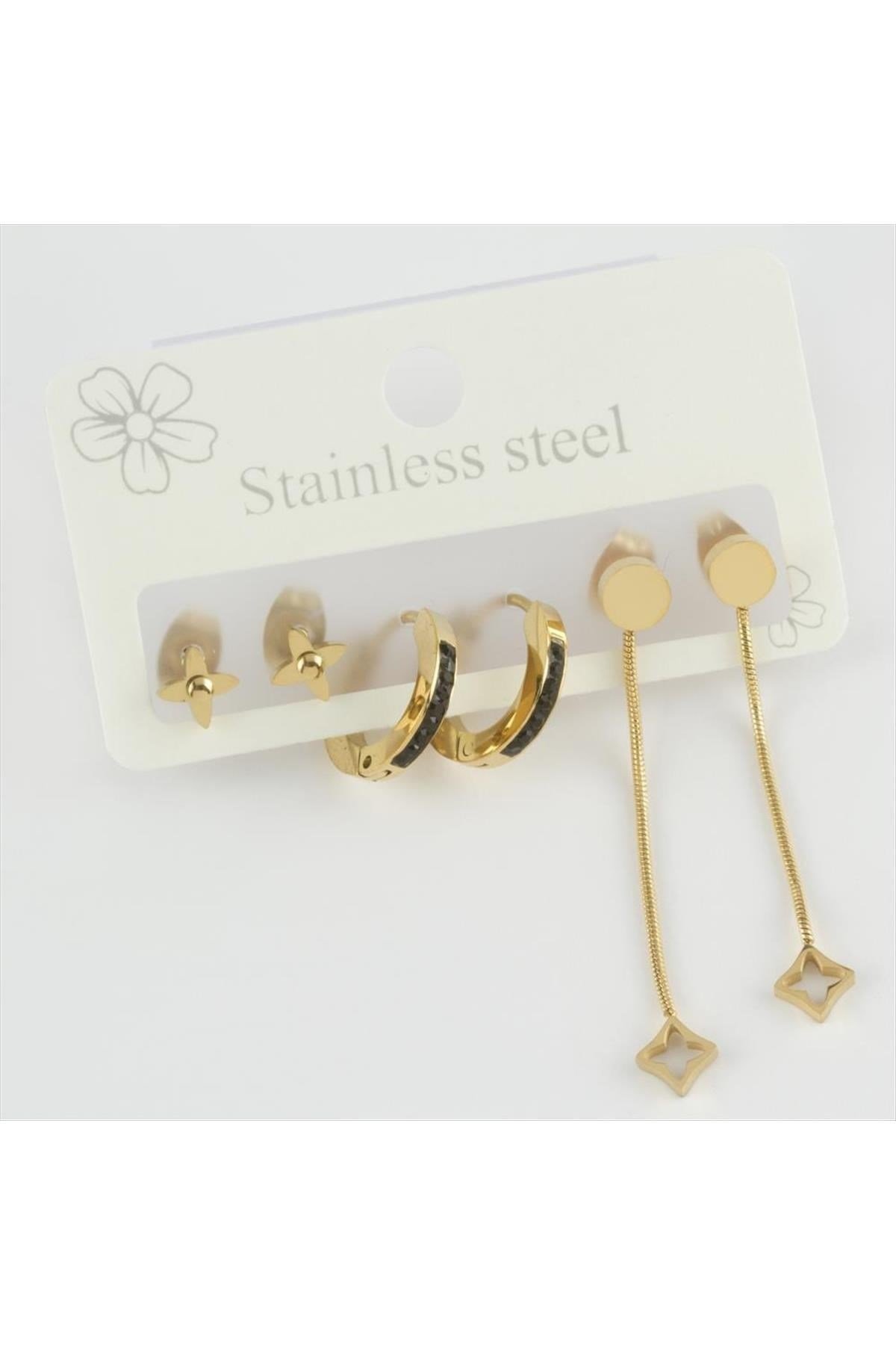 6 Adet Lüks Zirkon Taşlı Çelik Küpe