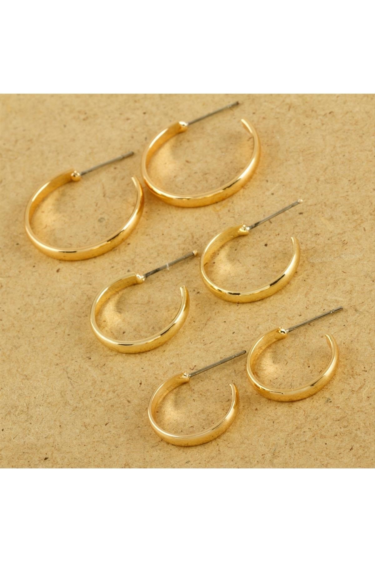 6 Adet Yeni Sezon Halka Küpe 2,5-2-1,5 cm