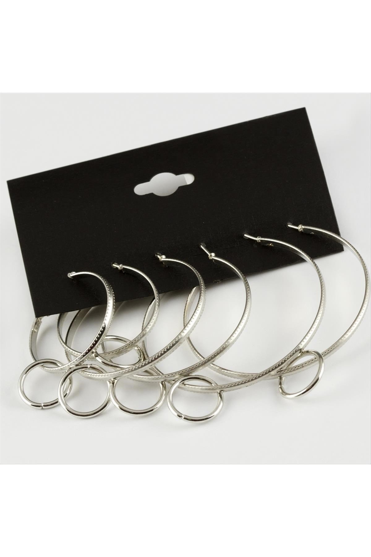 6 Adet Yeni Sezon Metal Halka Küpe Büyük 3-4-5- cm