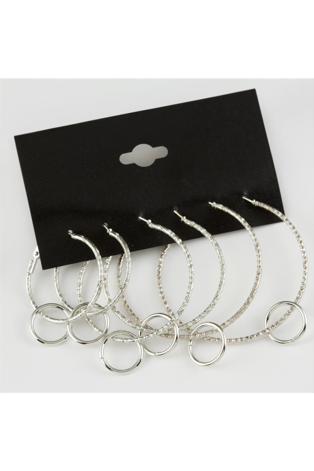 6 Adet Yeni Sezon Metal Halka Küpe Büyük 3-4-5 cm