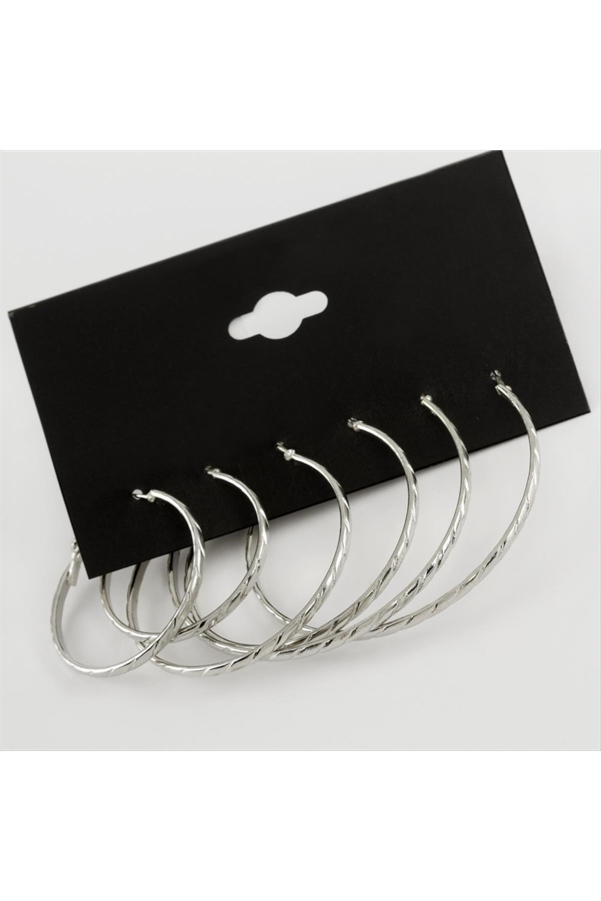 6 Adet Yeni Sezon Metal Halka Küpe Büyük 3-4-5- cm