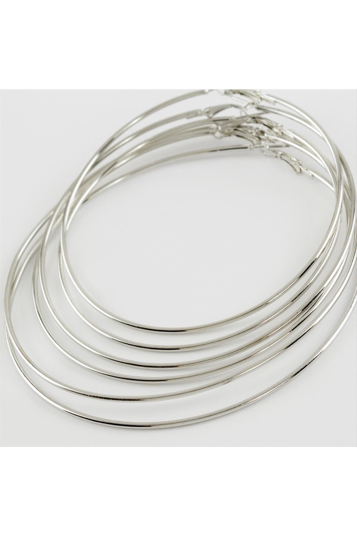 6 Adet Yeni Sezon Metal Halka Küpe Büyük 8-9-10 cm