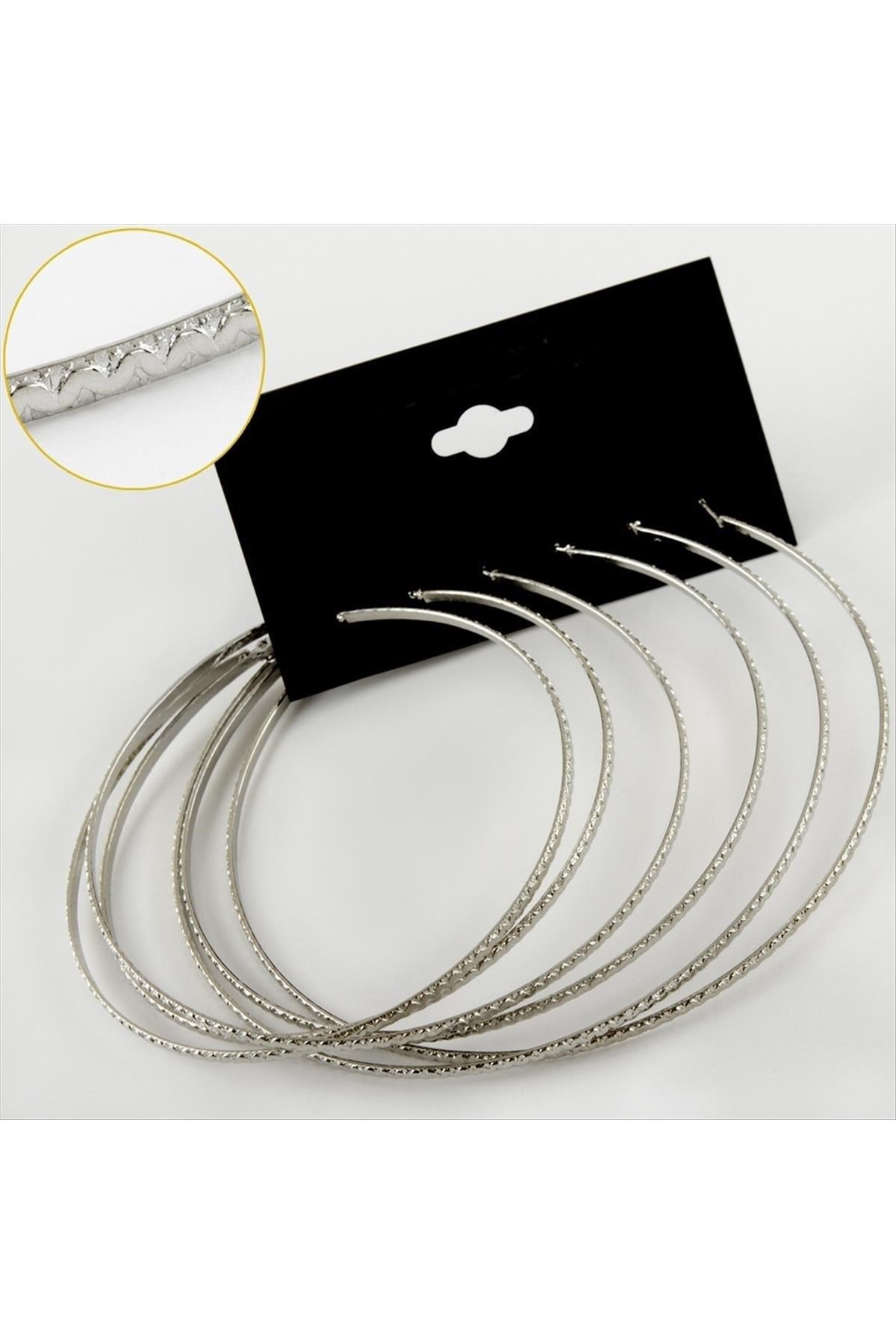 6 Adet Yeni Sezon Metal Halka Küpe Büyük 8-9-10 cm