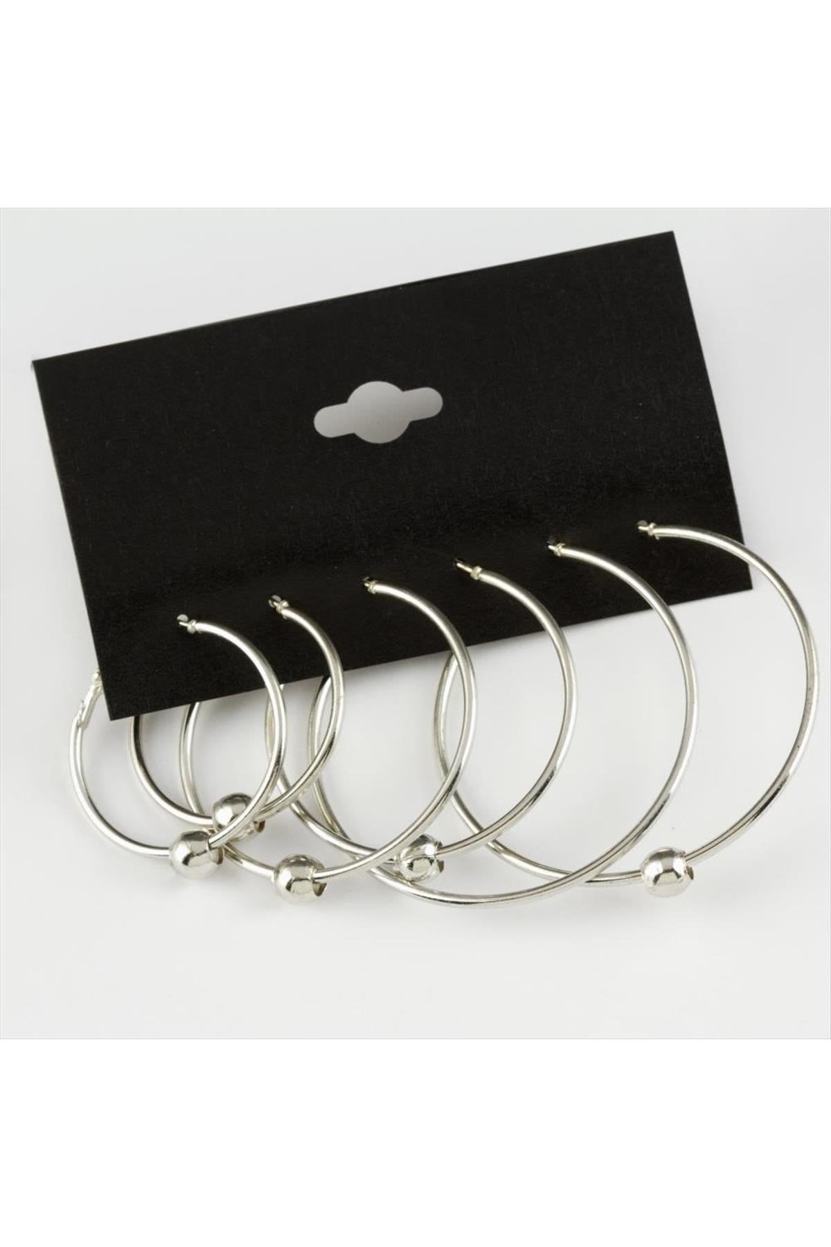 6 Adet Yeni Sezon Metal Halka Küpe Büyük 3-4-5- cm