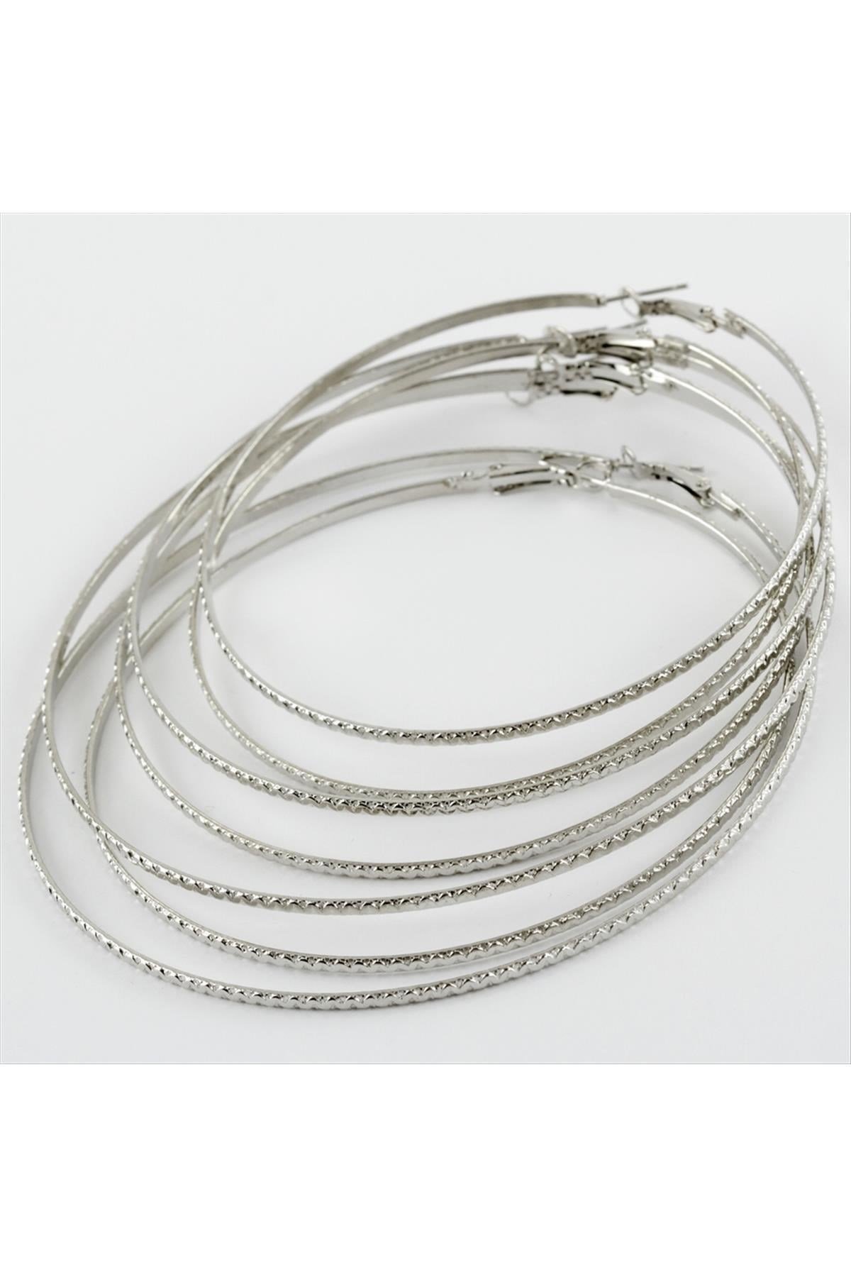 6 Adet Yeni Sezon Metal Halka Küpe Büyük 8-9-10 cm