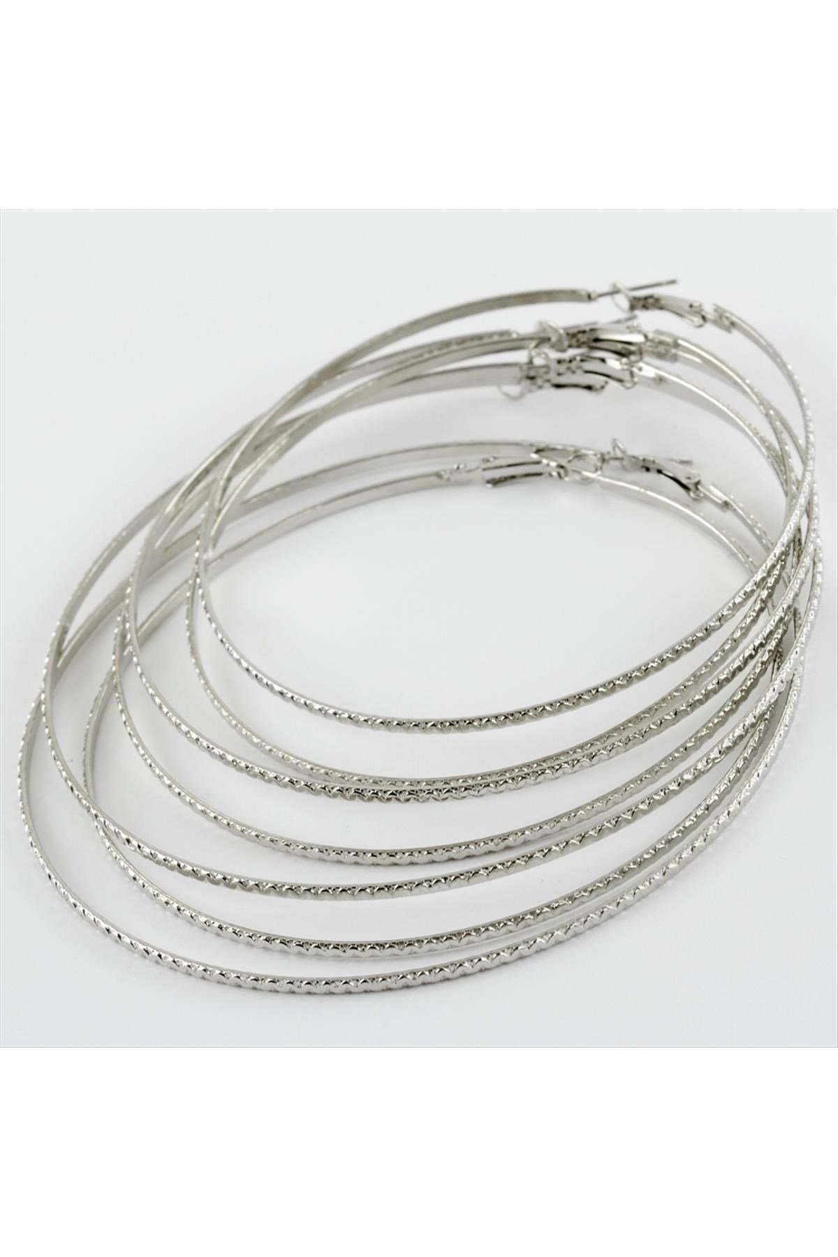 6 Adet Yeni Sezon Metal Halka Küpe Büyük 8-9-10 cm